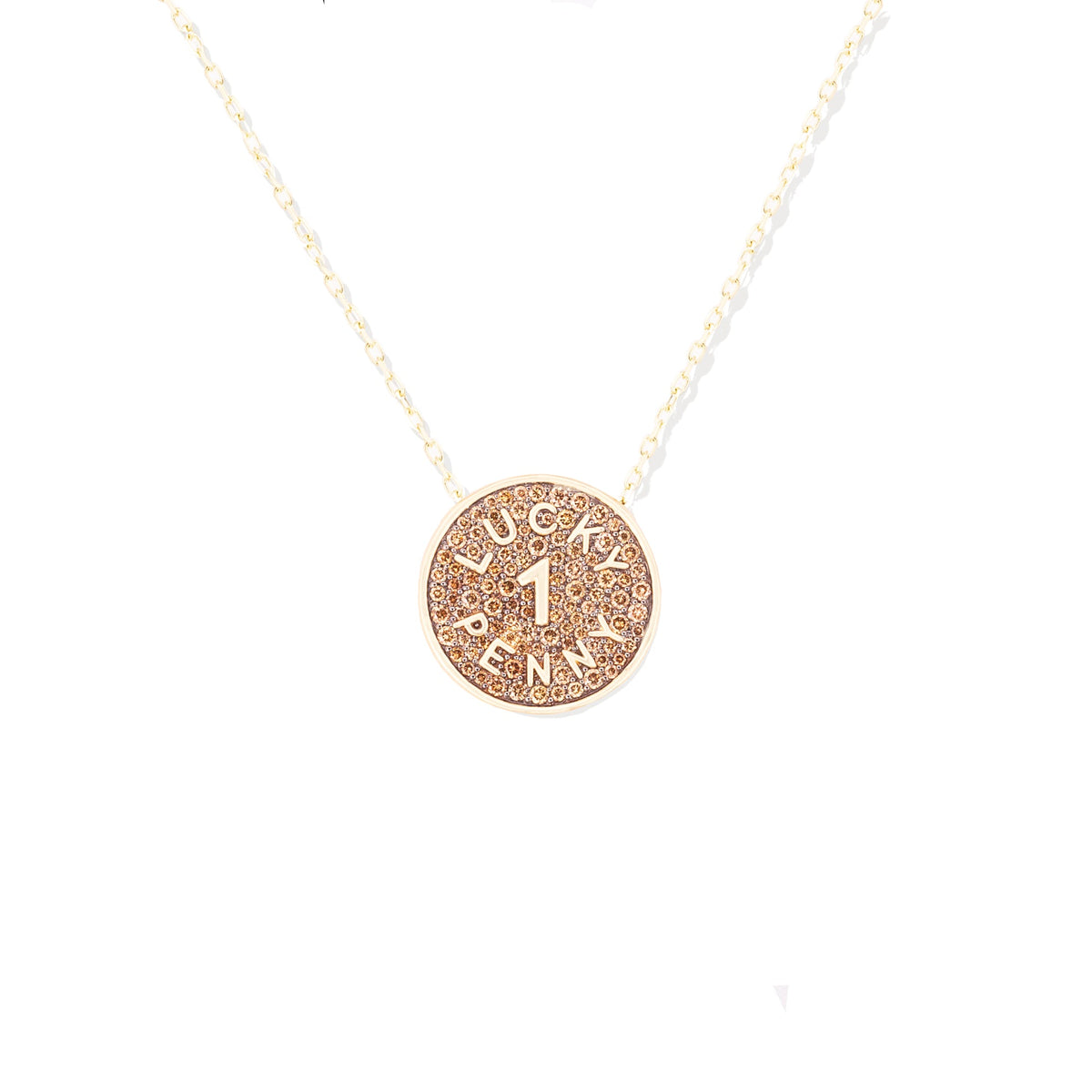 Campbell + Charlotte Juju Lucky Penny Charm Necklace in 14K Yellow Gold