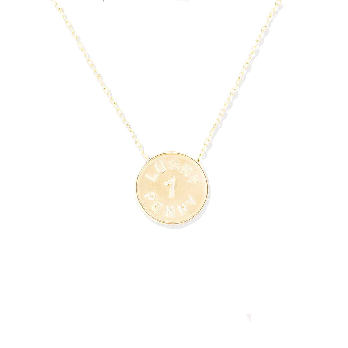 Campbell + Charlotte Juju Lucky Penny Charm Necklace in 14K Yellow Gold