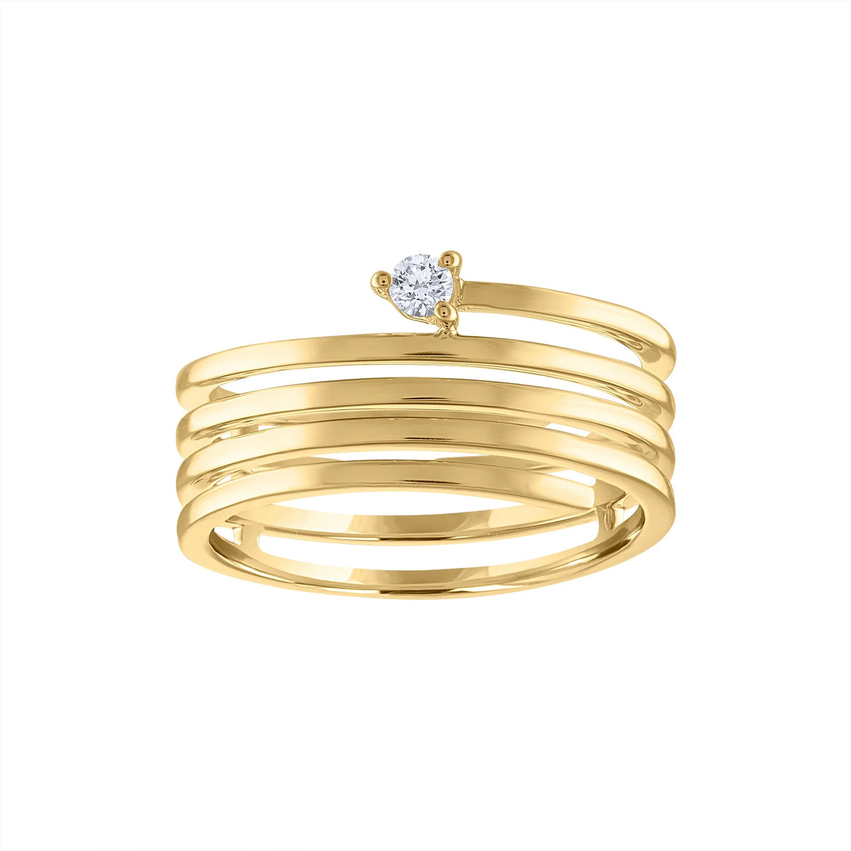Diamond Coil Ring in 14K Yellow Gold, Size 6