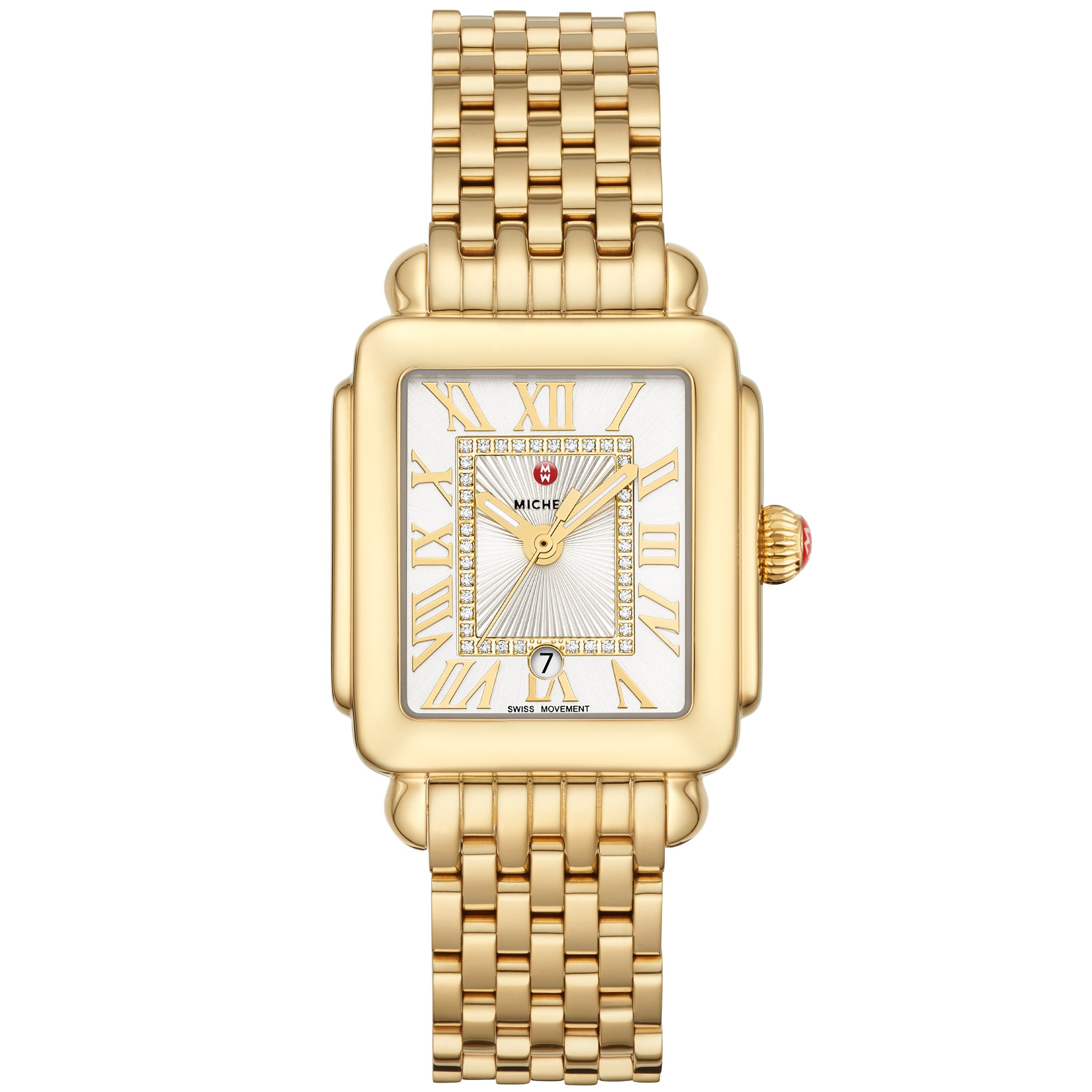 Michele Deco Madison Mid 18K Gold-Plated Diamond Dial Watch