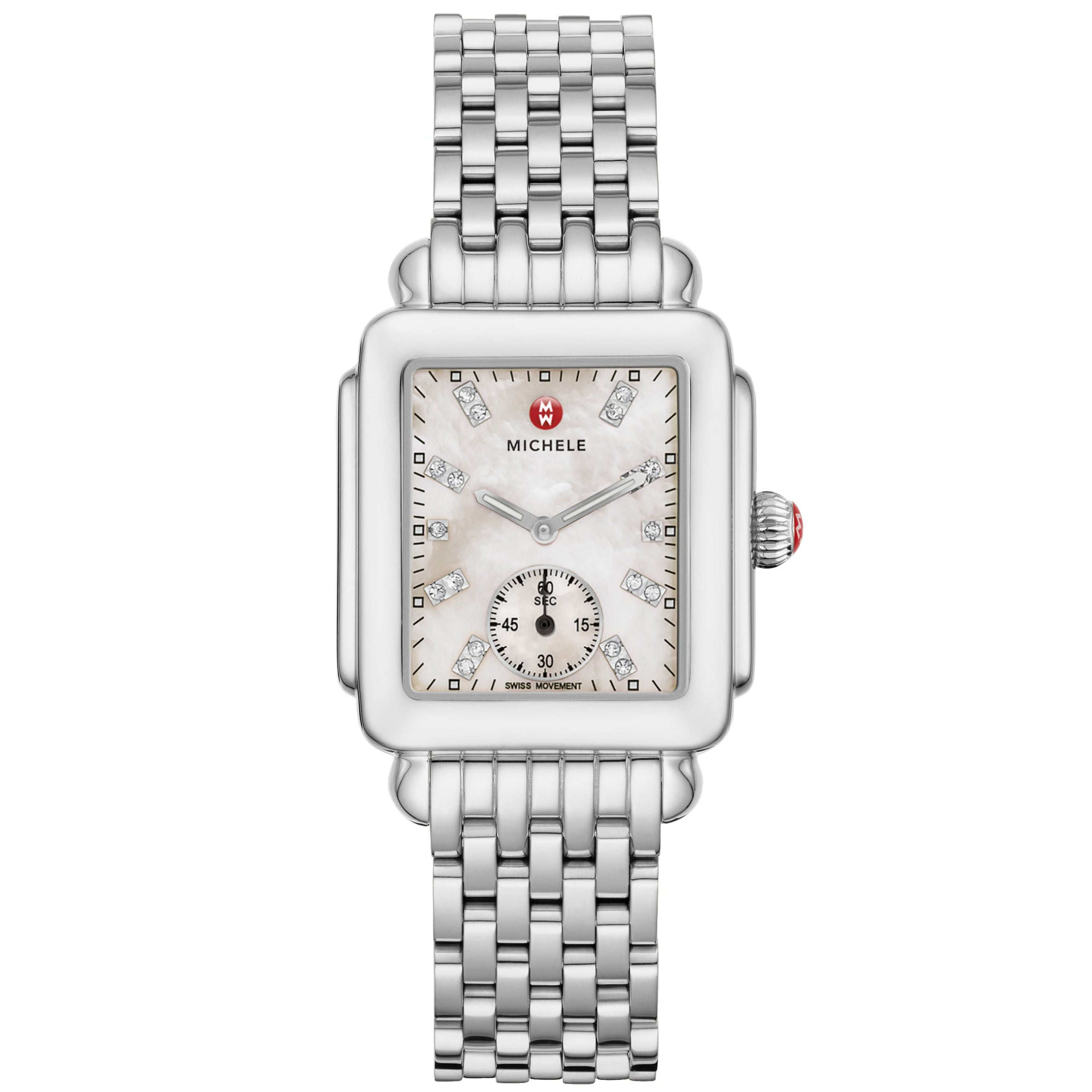 Michele Deco Mid Stainless Diamond Dial Watch
