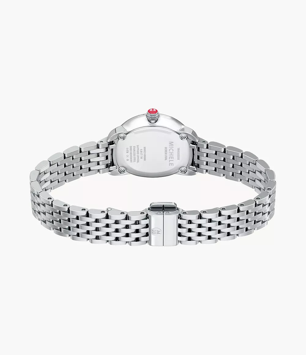 Michele Serein Oval Stainless Steel Diamond Watch, 27MM