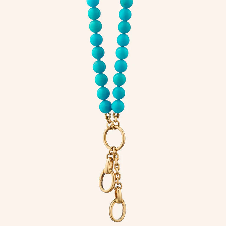 Monica Rich Kosann Turquoise Beaded Charm Necklace in 18K Yellow Gold, 18" Length