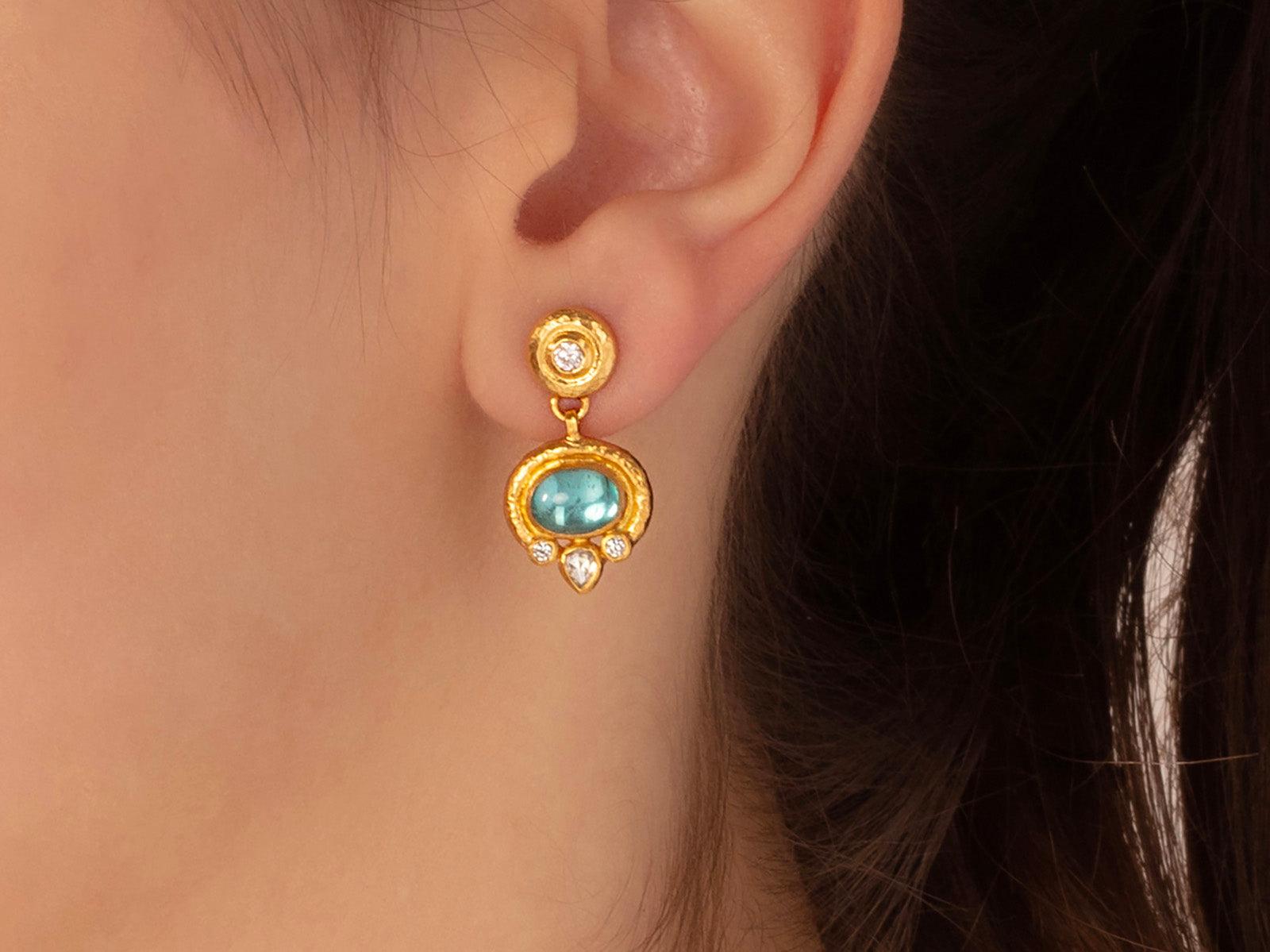 Gurhan Muse Apatite Drop Earrings in 24K Yellow Gold