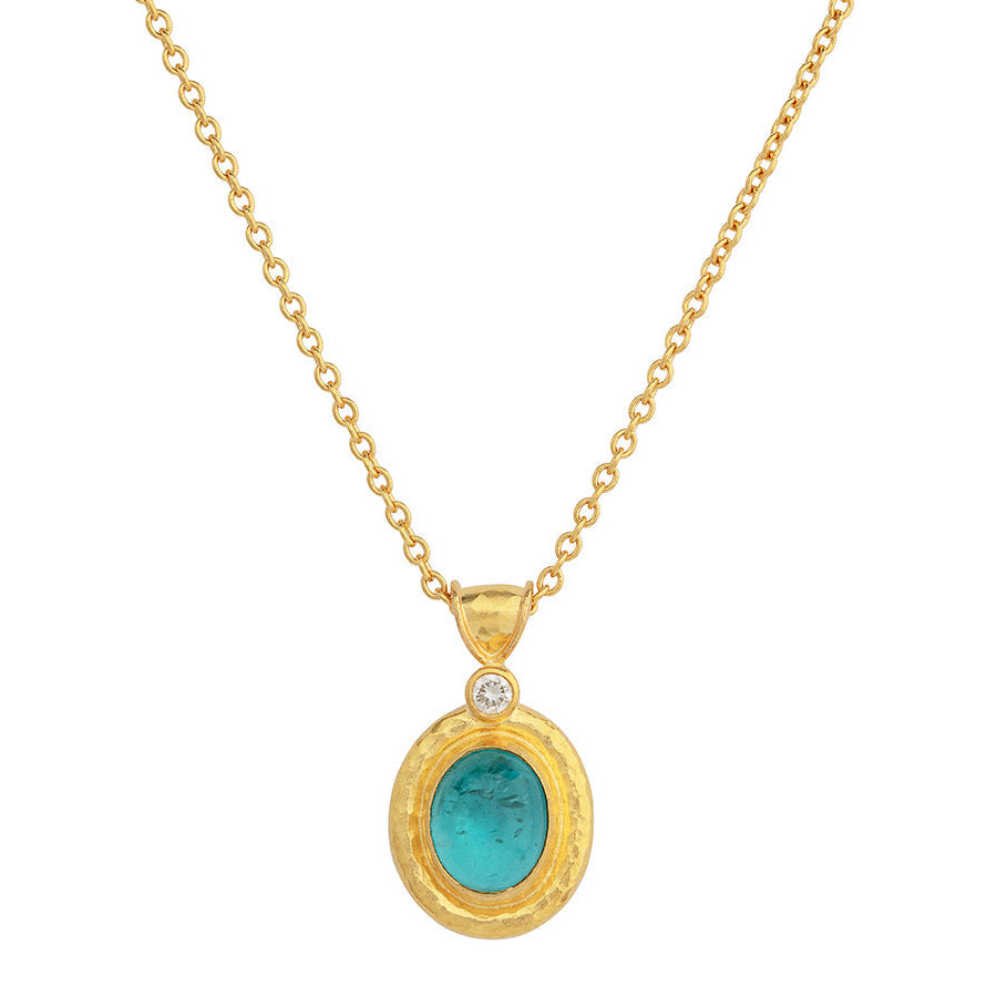 Gurhan Muse Apatite Oval Pendant Necklace in 24K Yellow Gold