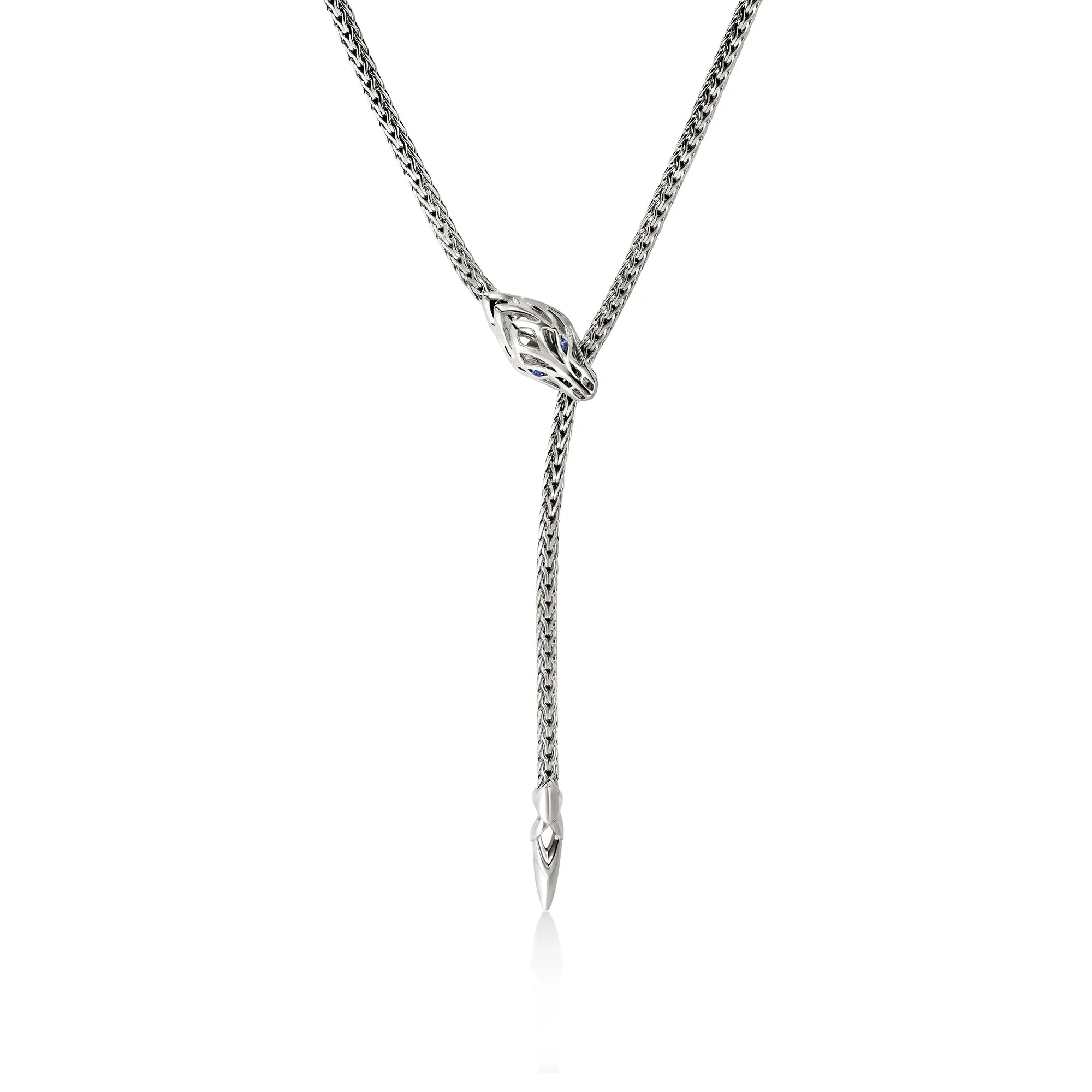 John Hardy Naga Lariat Blue Sapphire Necklace in Sterling Silver