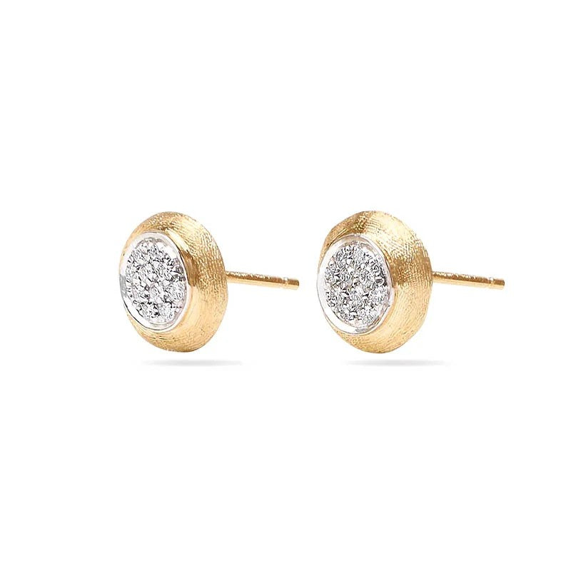 Marco Bicego Delicati Pave Small Stud Earrings in Yellow Gold