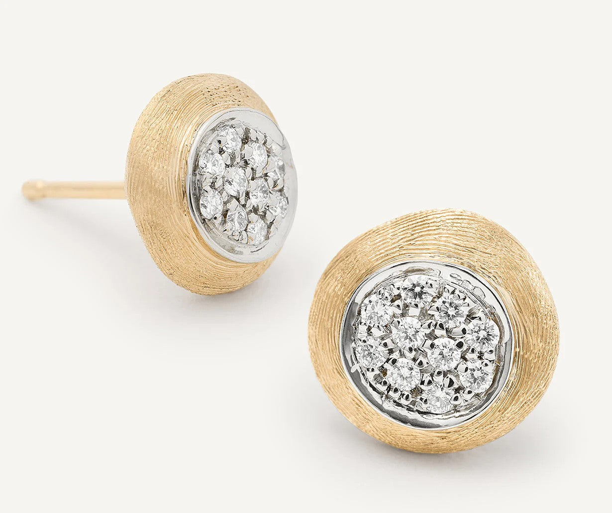 Marco Bicego Delicati Pave Small Stud Earrings in Yellow Gold
