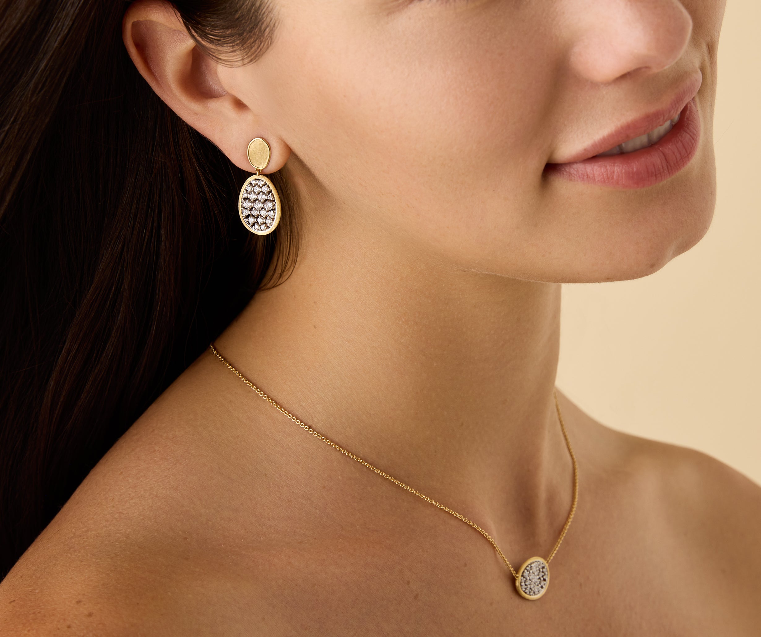 Marco Bicego Lunaria Alta Diamond Drop Earrings in 18K Yellow Gold