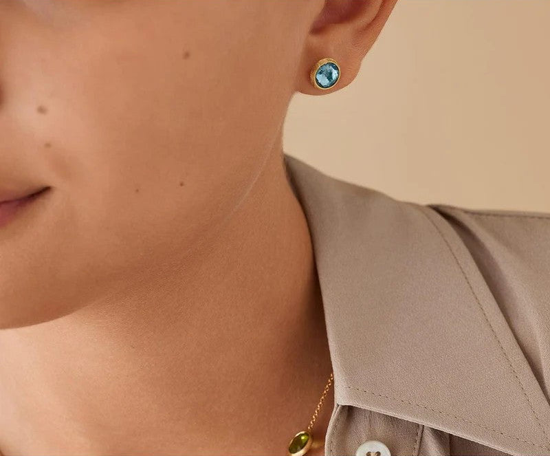 Marco Bicego Jaipur Blue Stud Earrings in Yellow Gold