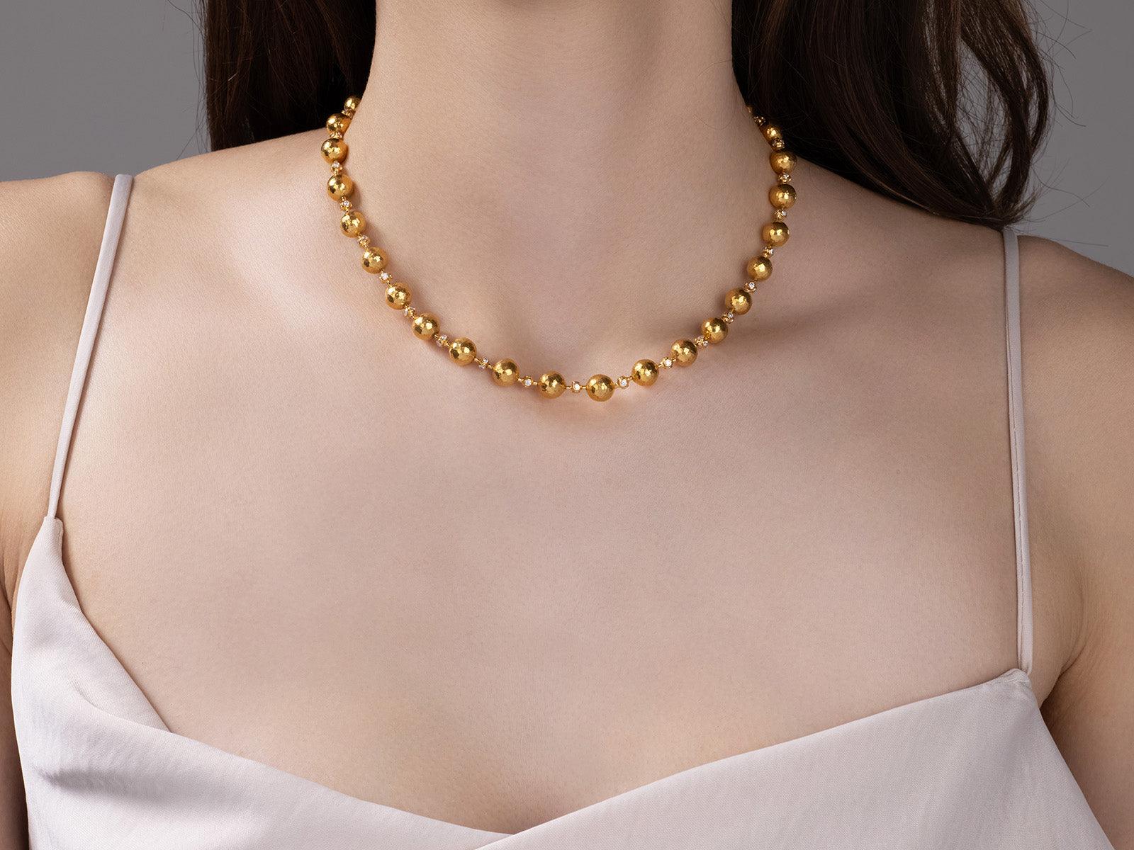 Gurhan Spell Diamond Ball Necklace in 24K Yellow Gold