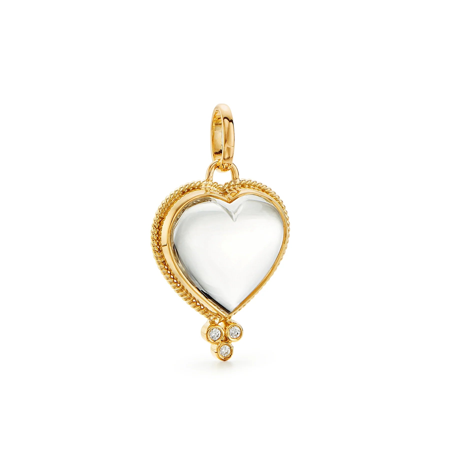 Temple St. Clair Rock Crystal Heart Pendant in 18K Yellow Gold