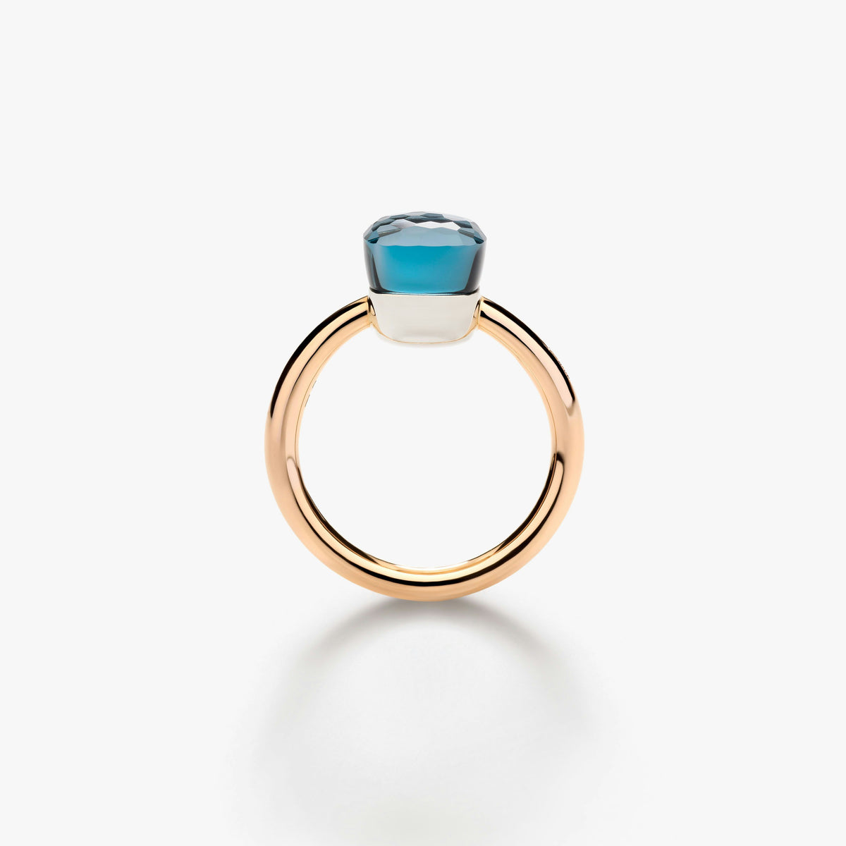 Pomellato London Blue Topaz Nudo Petite Ring in 18K Rose & White Gold, Size 6