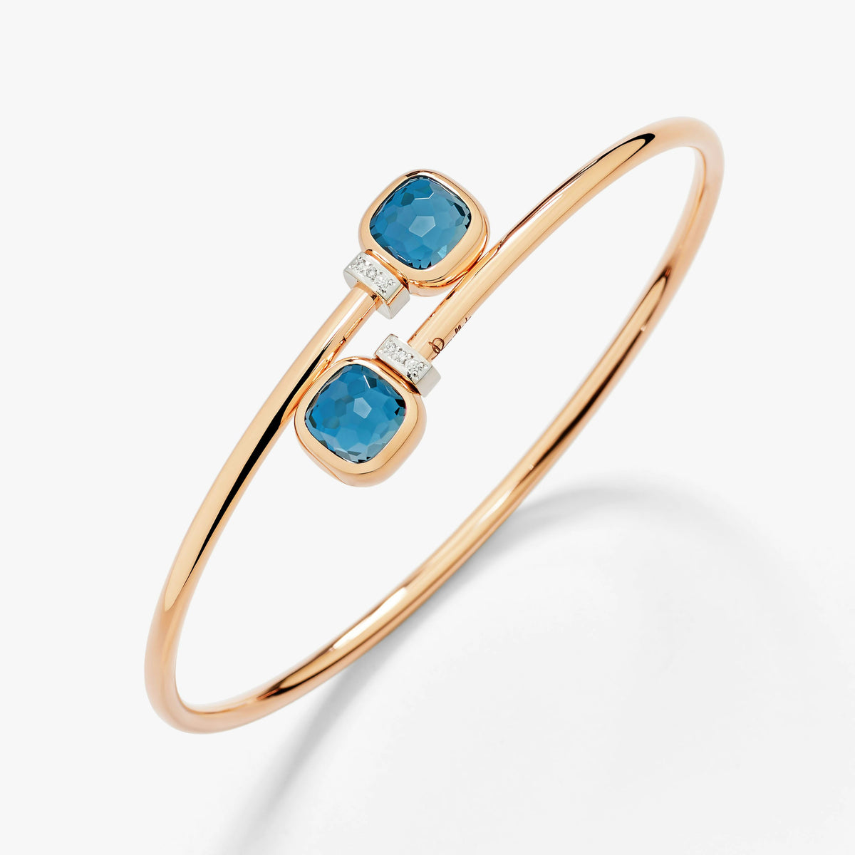 Pomellato London Blue Topaz Nudo Mini Bangle in 18K Rose & White Gold