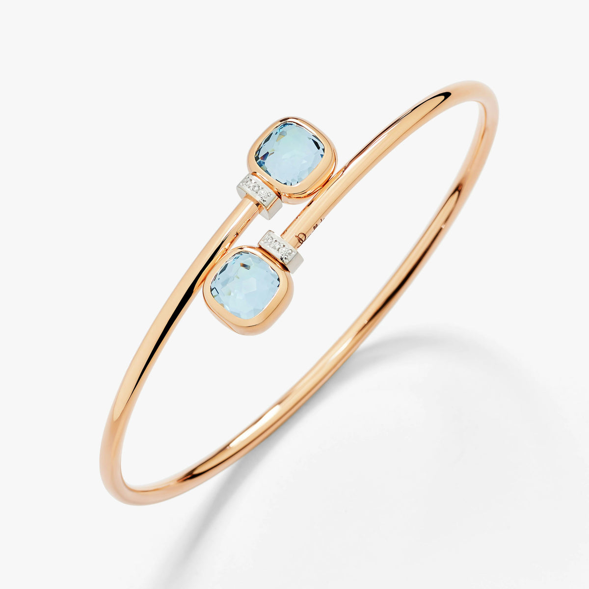 Pomellato Blue Topaz Nudo Mini Bangle in 18K Rose & White Gold