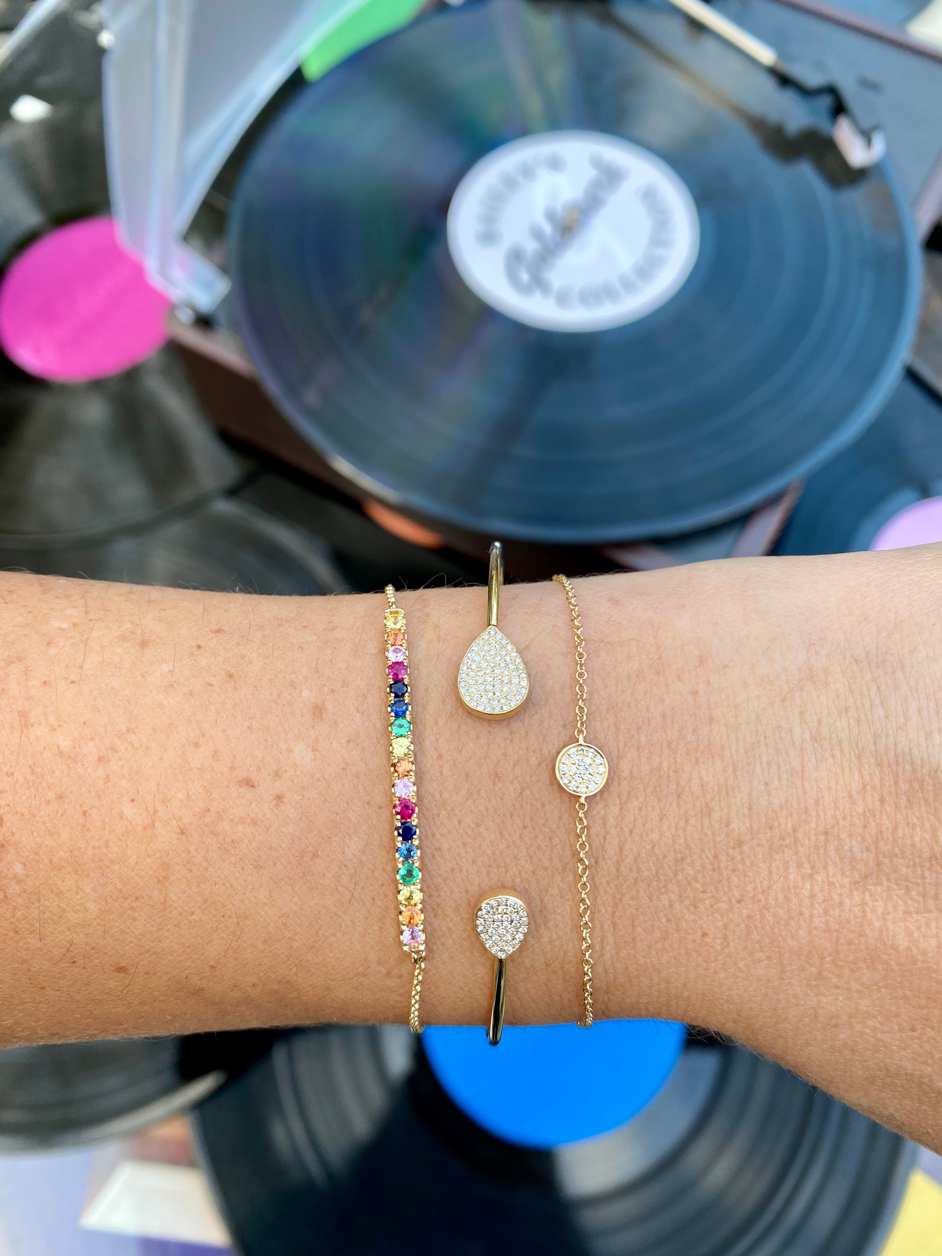 Pave Diamond Circle Bracelet in 14K Yellow Gold