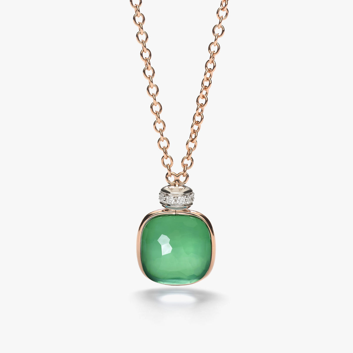 Pomellato Prasiolite & Green Agate Nudo Classic Necklace in 18K Rose & White Gold