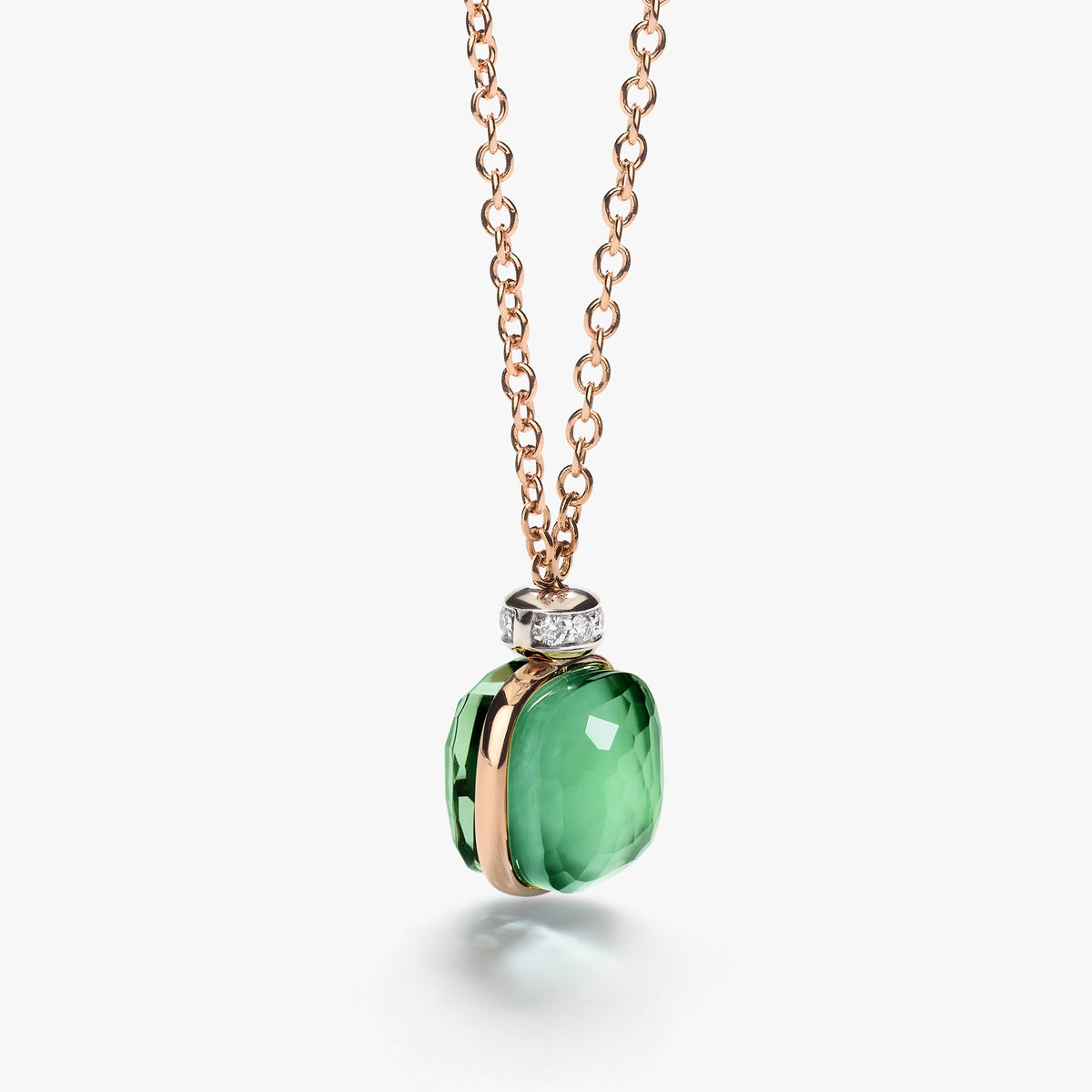 Pomellato Prasiolite & Green Agate Nudo Classic Necklace in 18K Rose & White Gold
