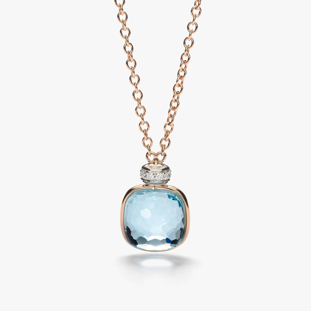 Pomellato Blue Topaz Nudo Classic Necklace in 18K Rose & White Gold