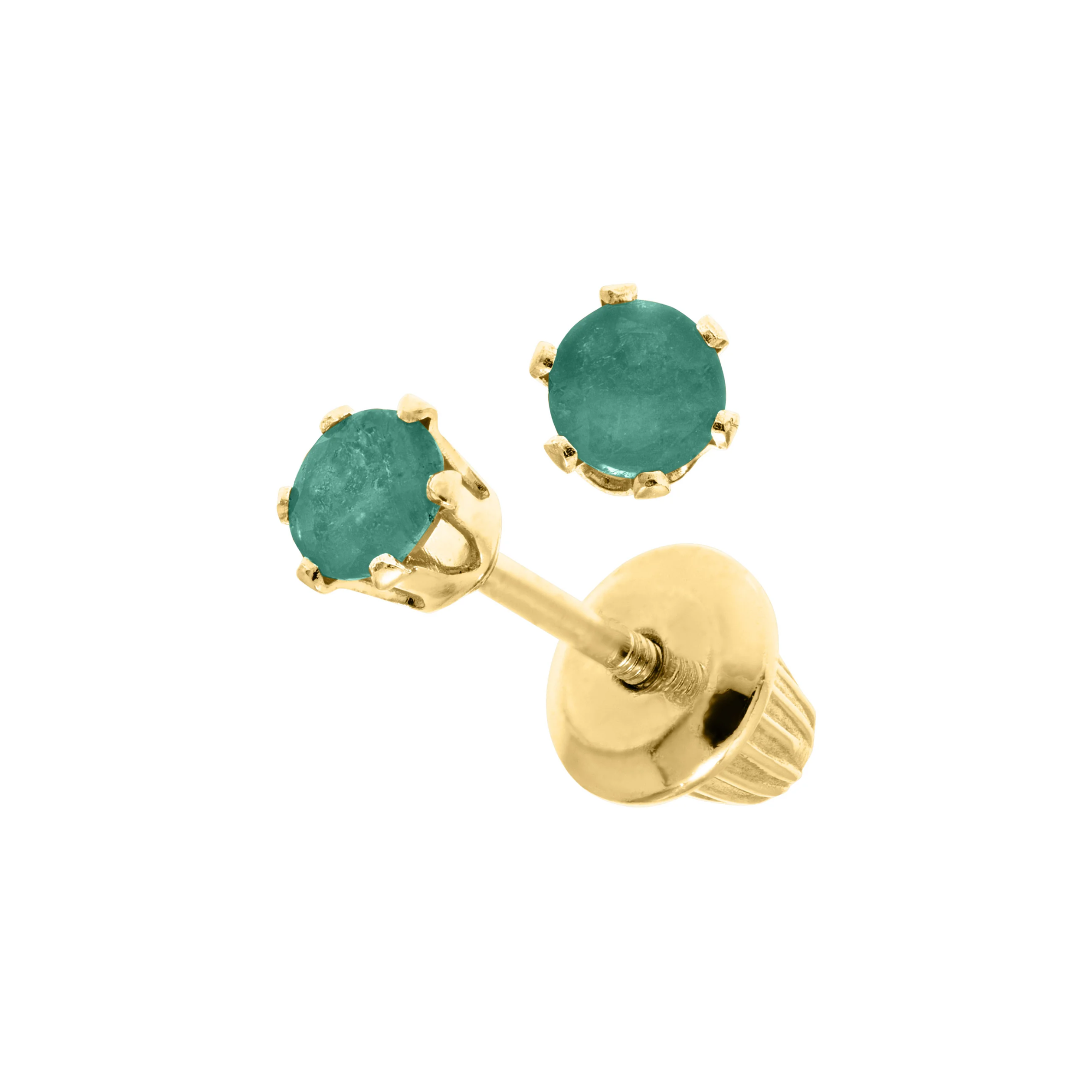 Children's Emerald Stud Earrings in 14K Yellow Gold