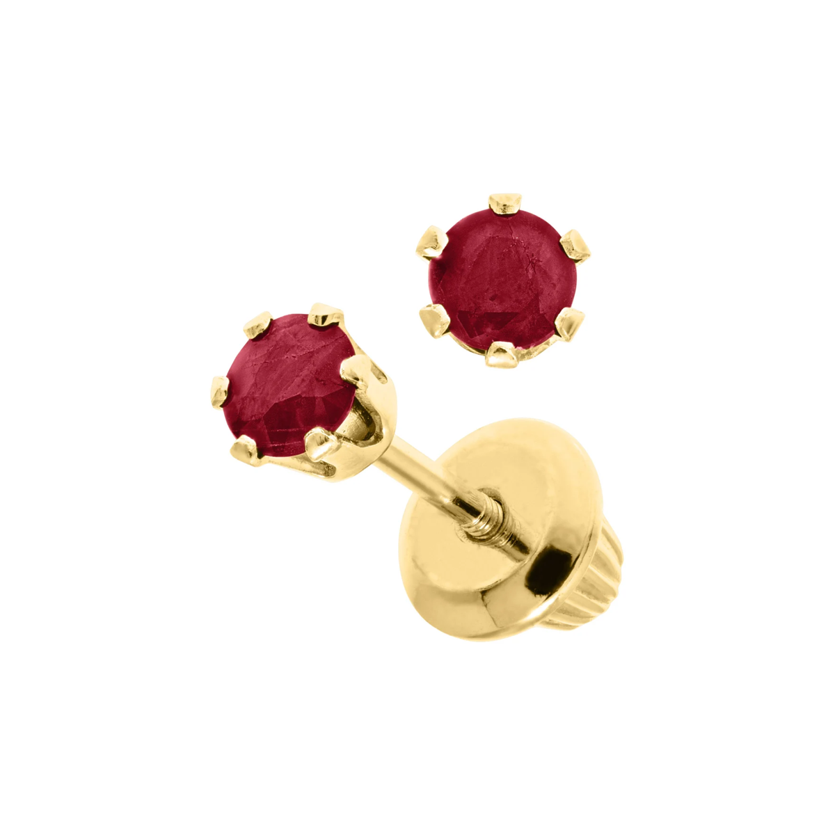 Children's Ruby Stud Earrings in 14K Yellow Gold