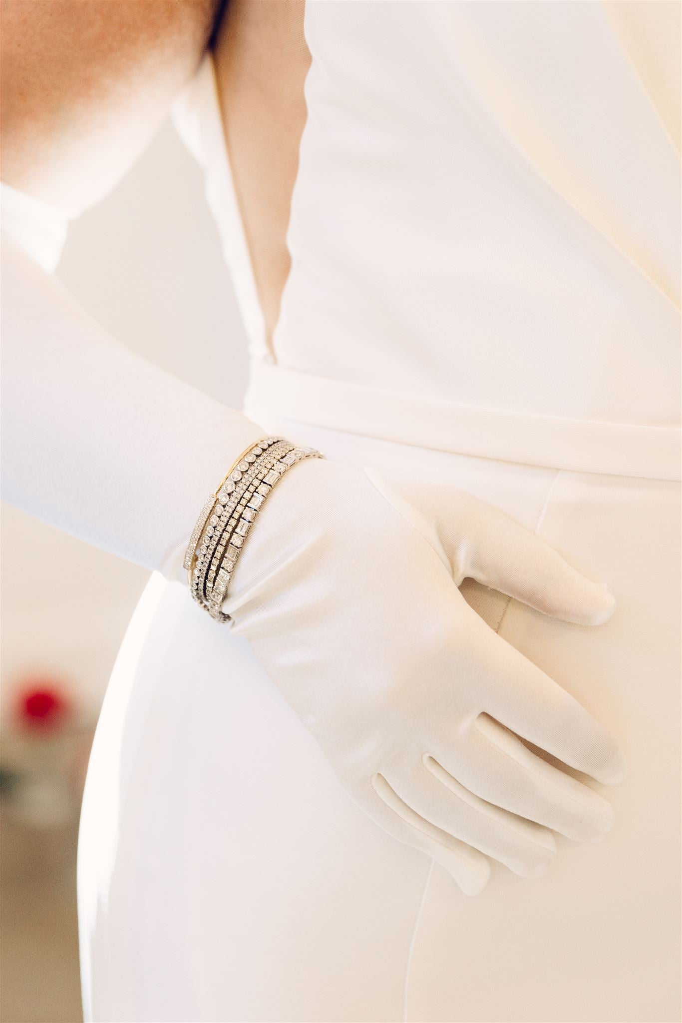 Double Wrap Diamond Flex Bracelet in 14K White Gold
