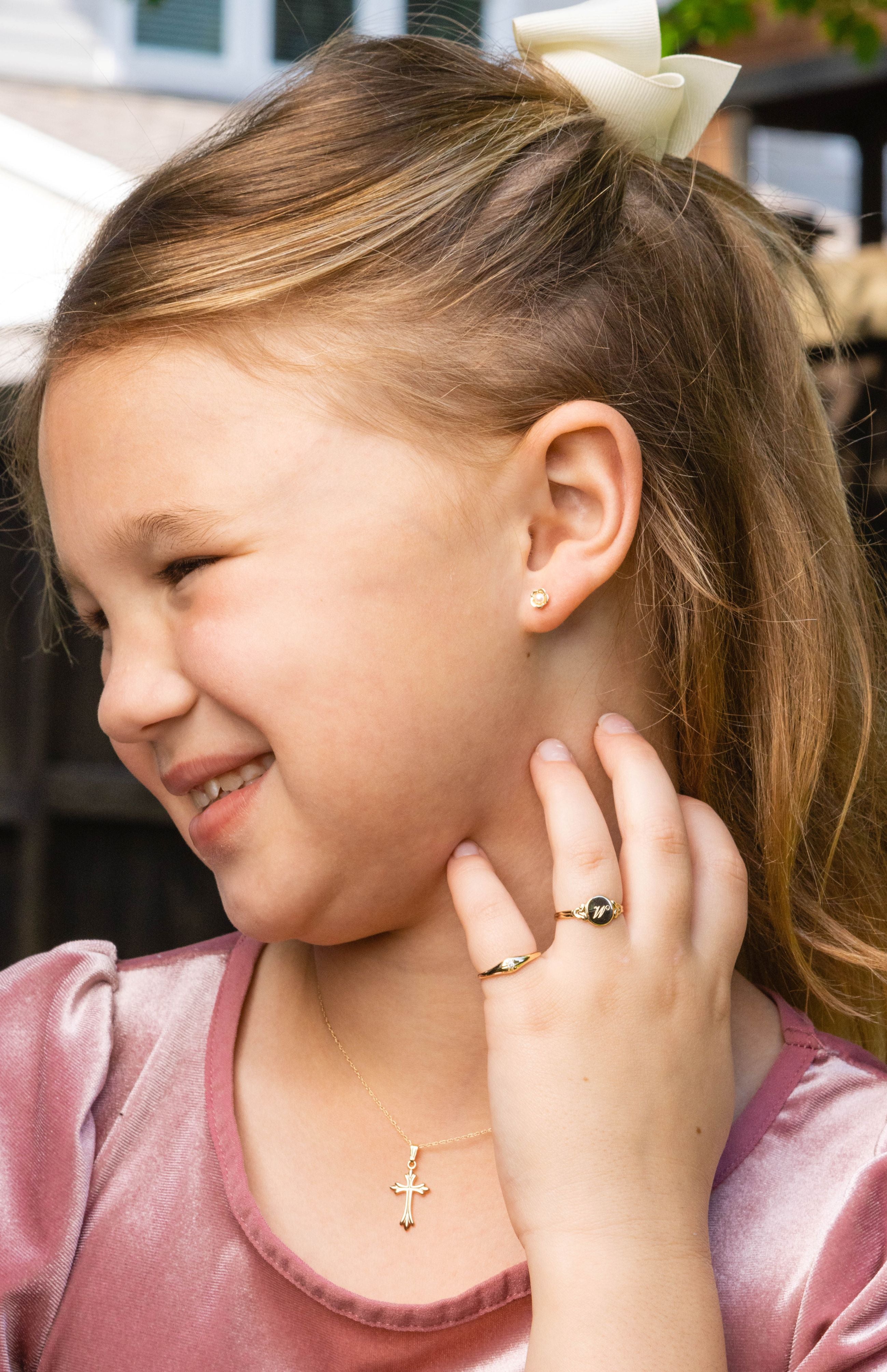 Children's Round Signet Ring in 14K Yellow Gold, Size 4