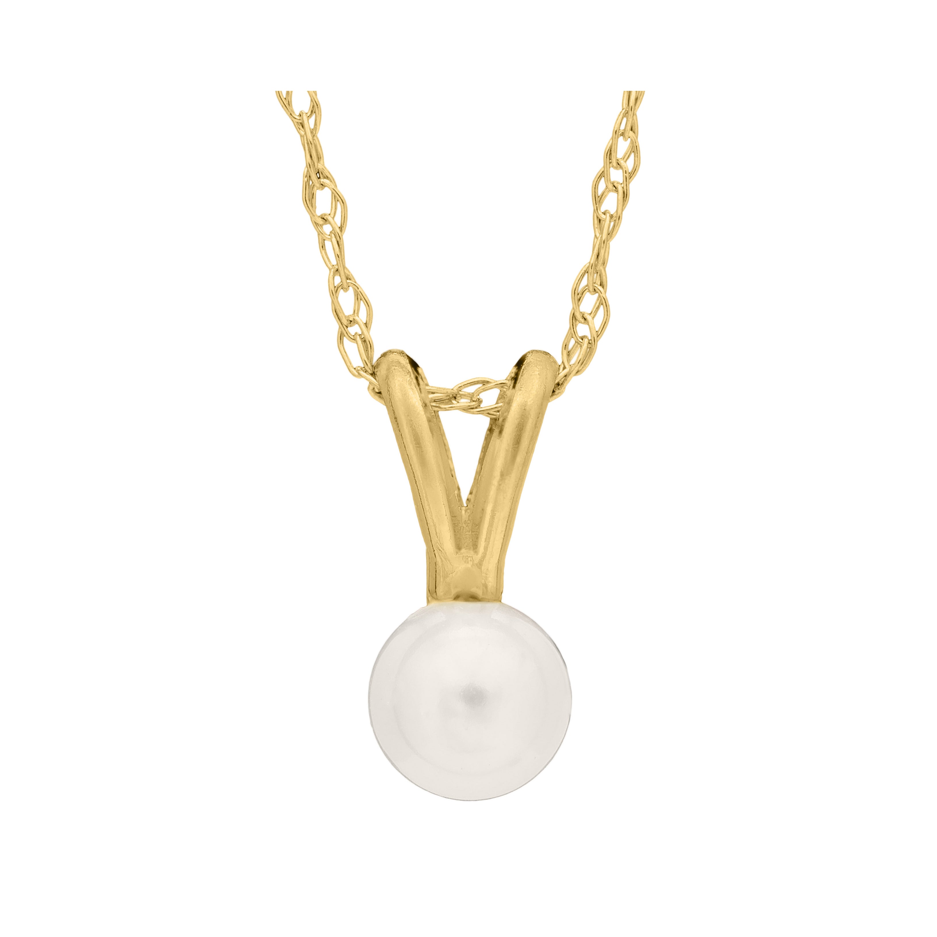 Children's June Birthstone Pearl Pendant Necklace in 14K Yellow Gold