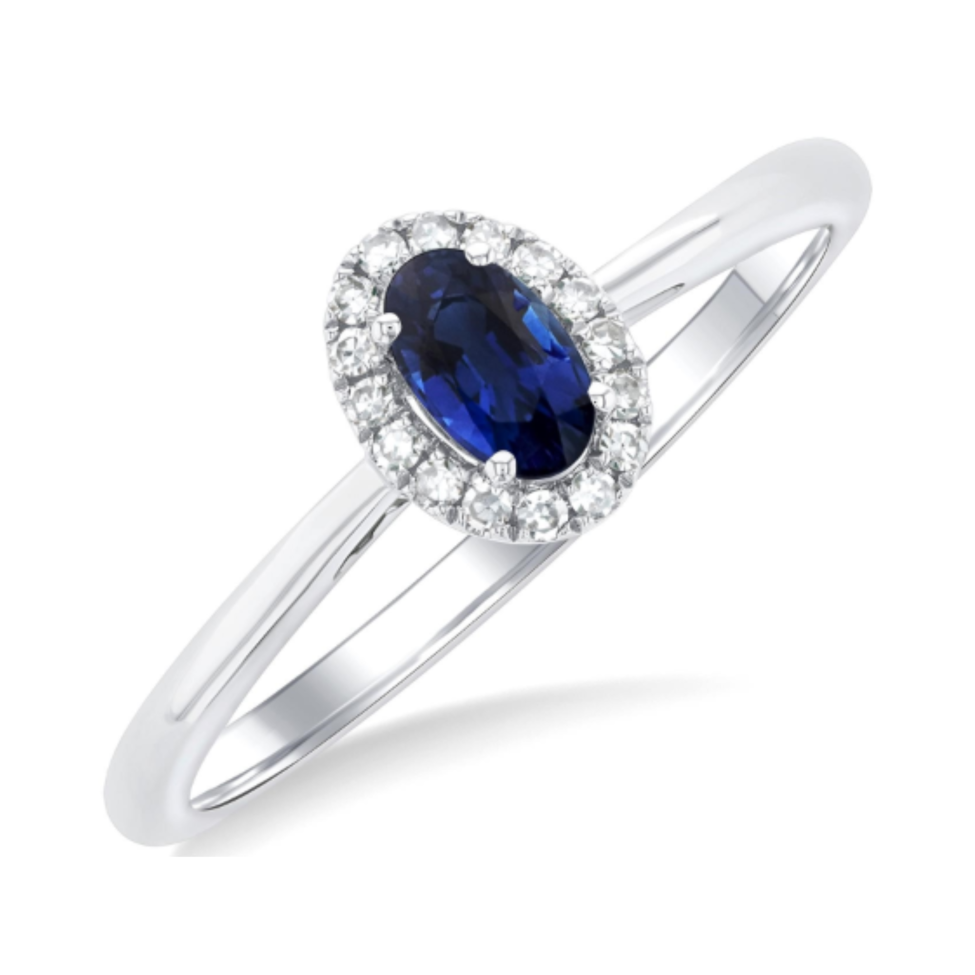 Oval Sapphire Ring in 14K White Gold, Size 6.5