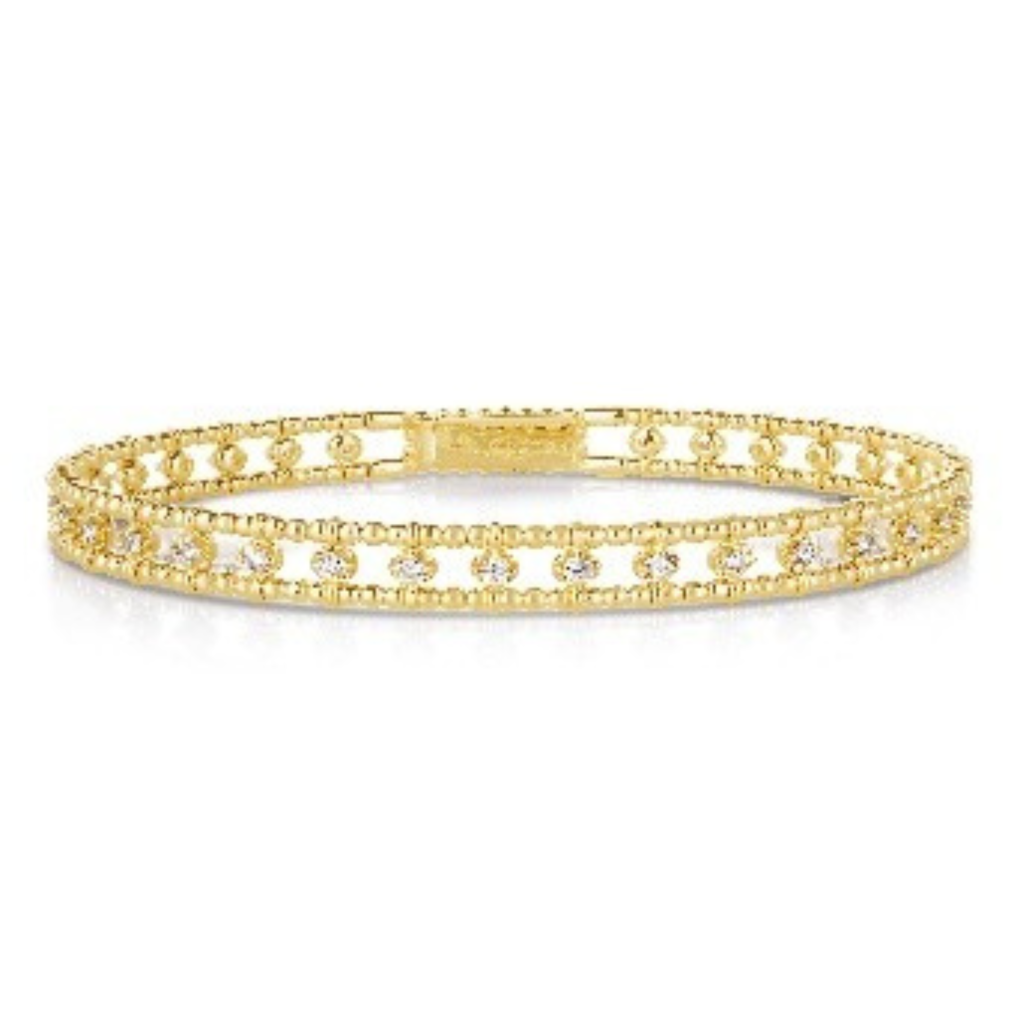 Diamond Station Open Bangle Bracelet in 14K Yellow Gold