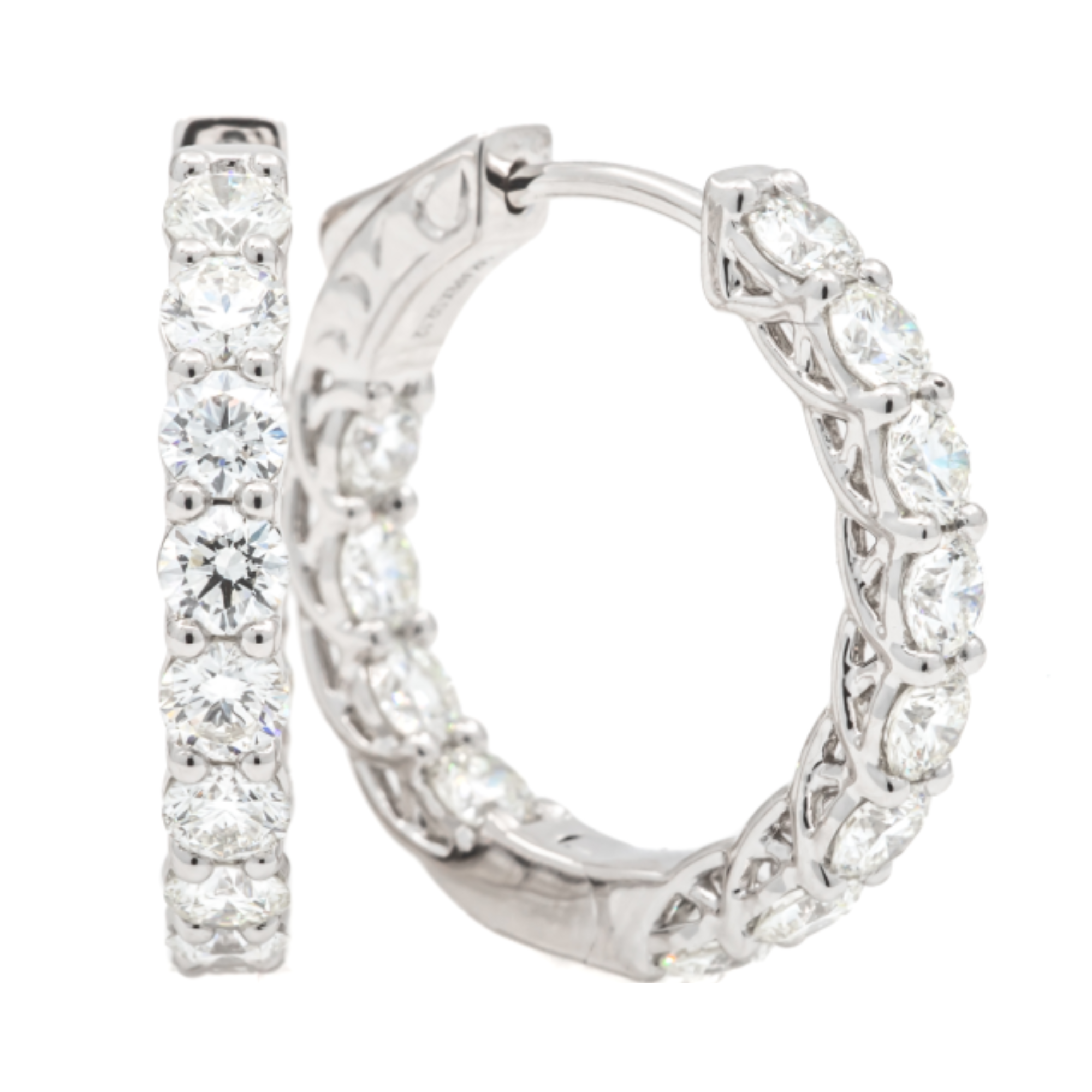 Bailey's Essentials 2.00CT Round Diamond 20MM Inside-Outside Hoop Earrings in 14K White Gold