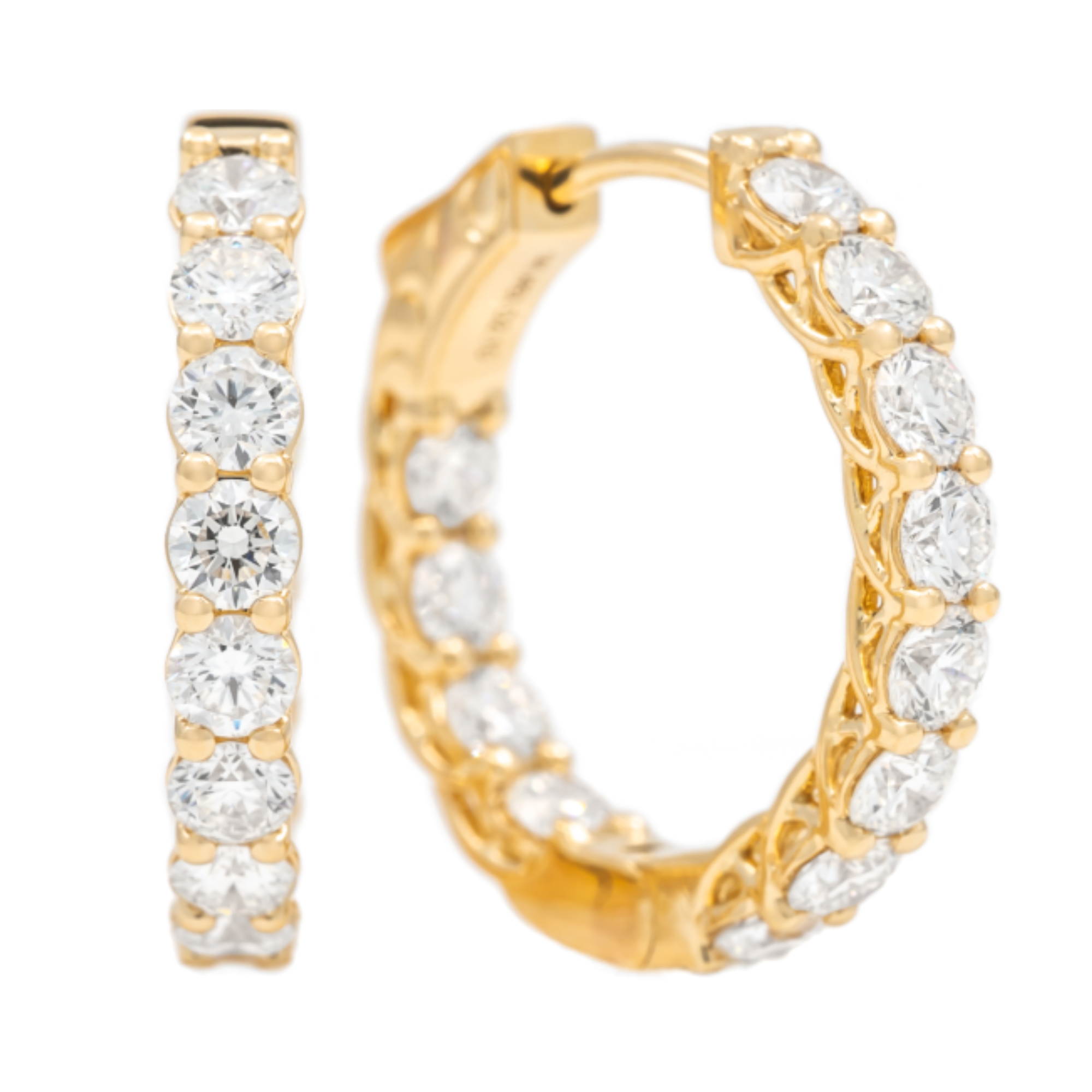 Bailey's Essentials 2.00CT Round Diamond 20MM Inside-Outside Hoop Earrings in 14K Yellow Gold