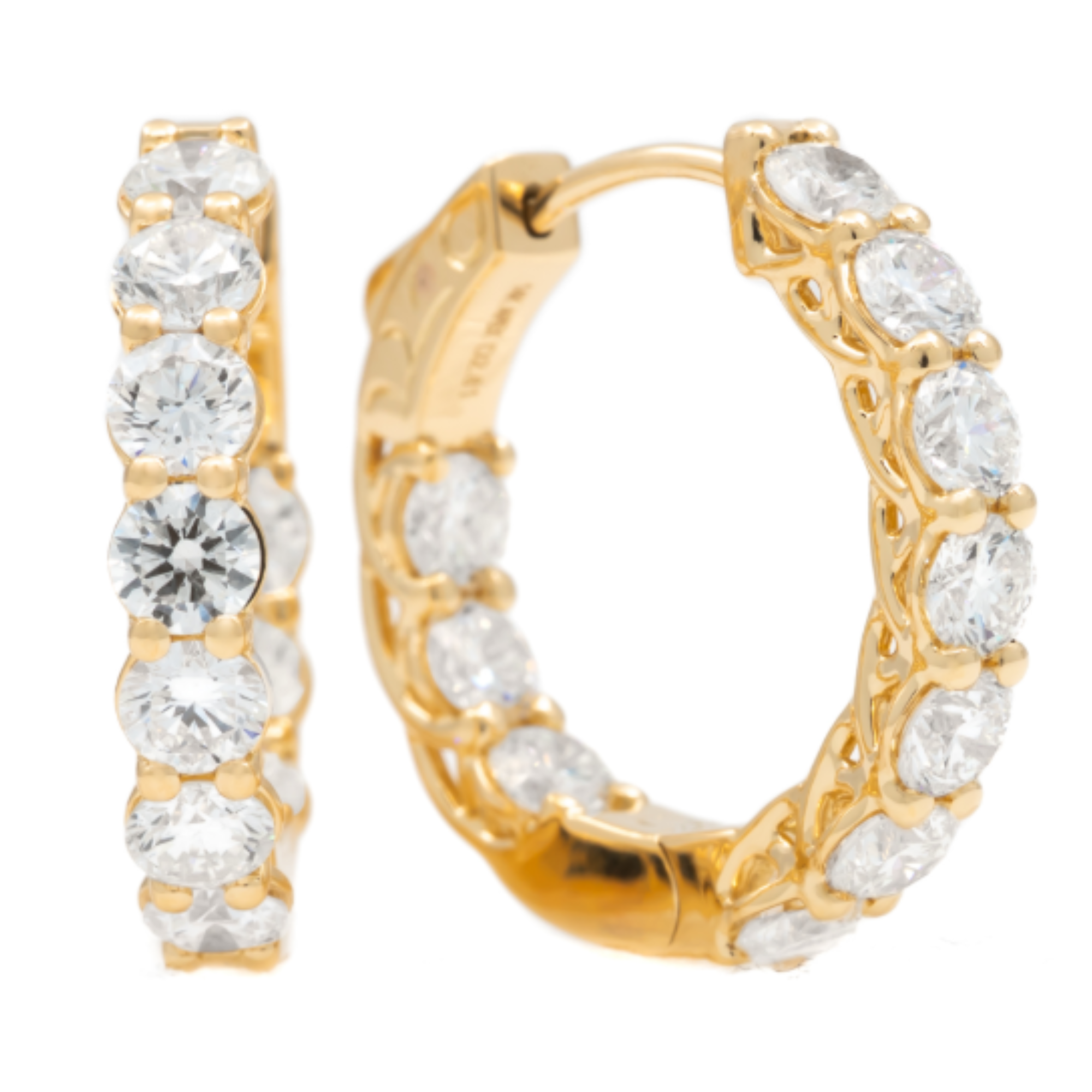 Bailey's Essentials 2.80–2.90CT Round Diamond 20MM Inside-Outside Hoop Earrings in 14K Yellow Gold