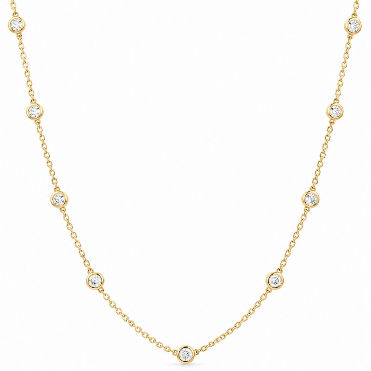 Diamonds By The Yard Bezel Station Necklace in 14K Yellow Gold