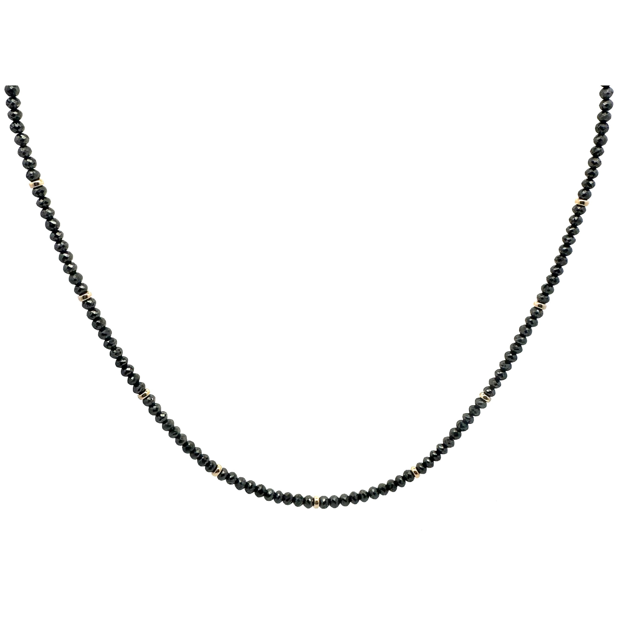 Black Diamond Beaded Necklace in 18K Yellow Gold