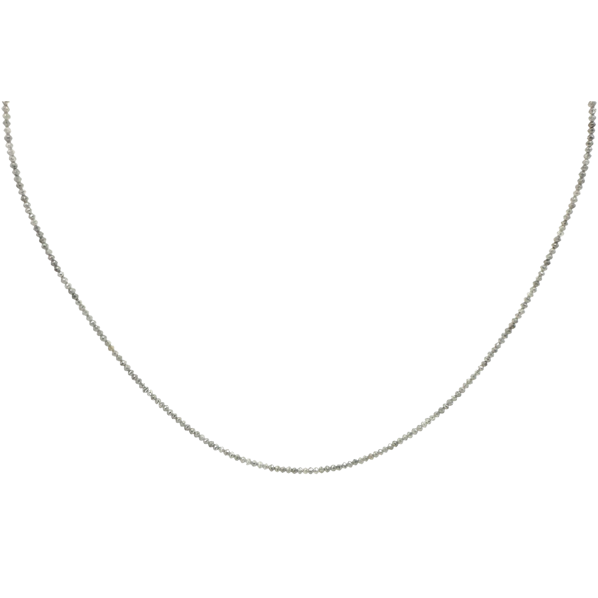 Faceted Light Gray Diamond Beaded Necklace in 18K Yellow Gold