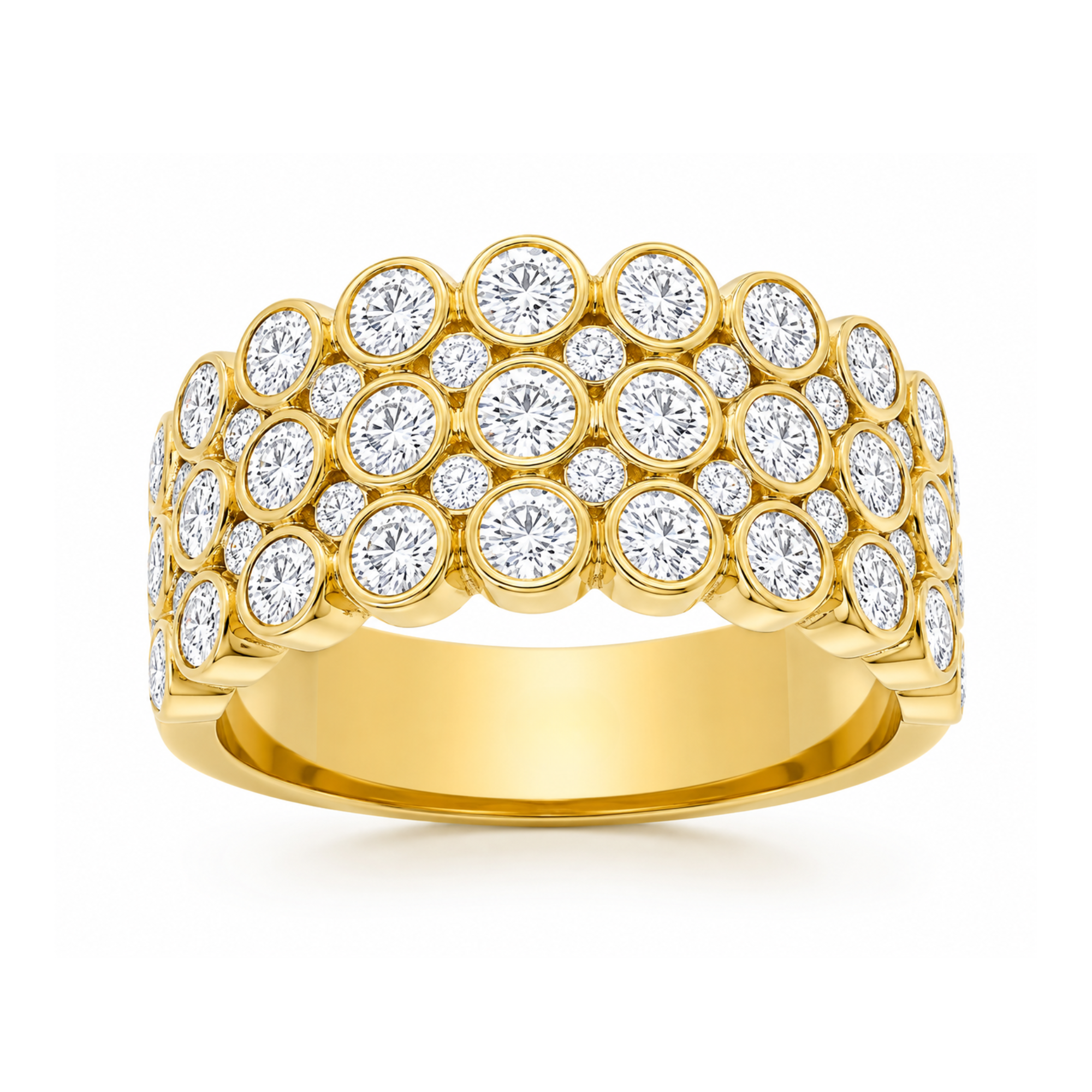 Bezel Set Diamond Cluster Ring in 14K Yellow Gold, Size 7