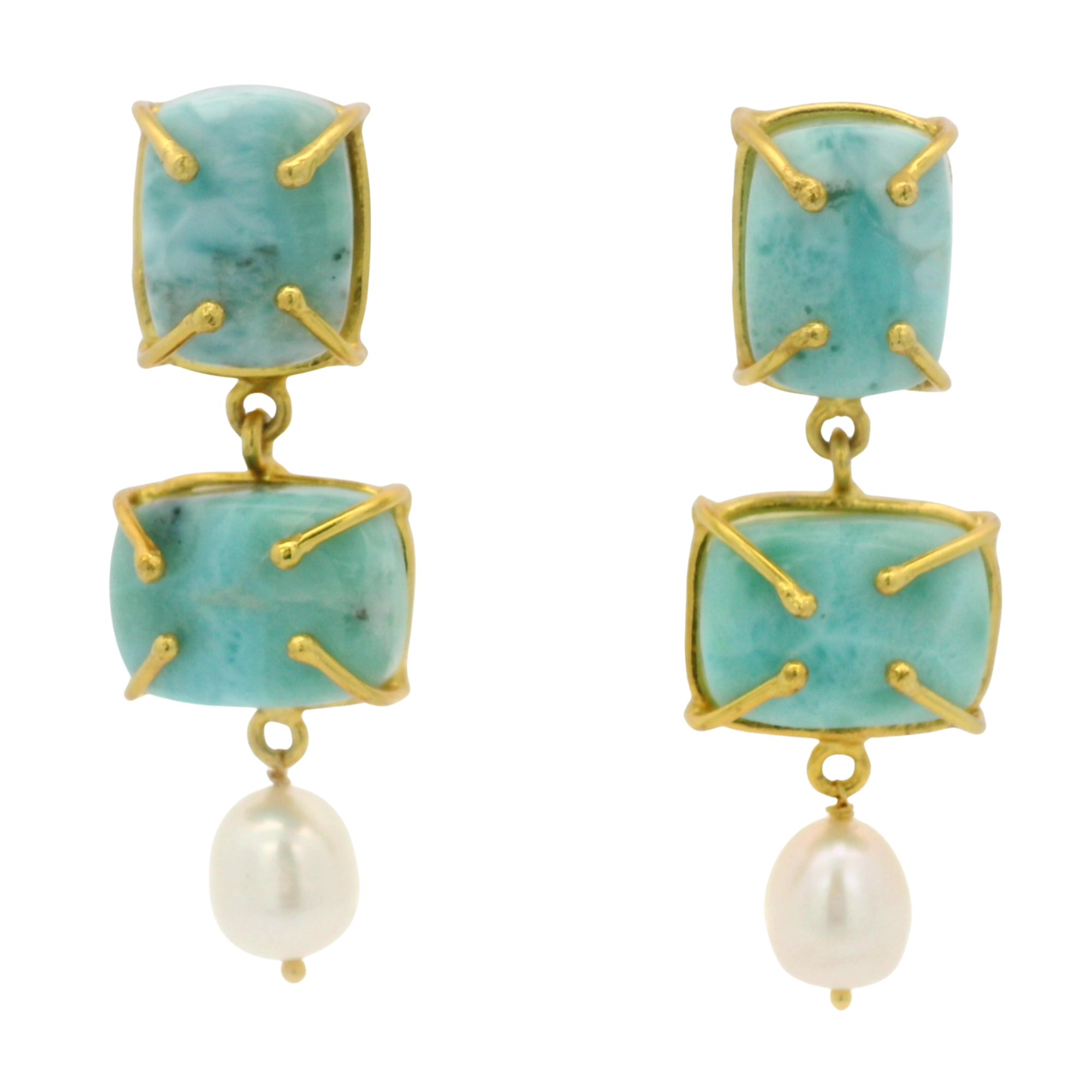 Wendy Perry Georgina Larimar & Pearl Drop Earrings