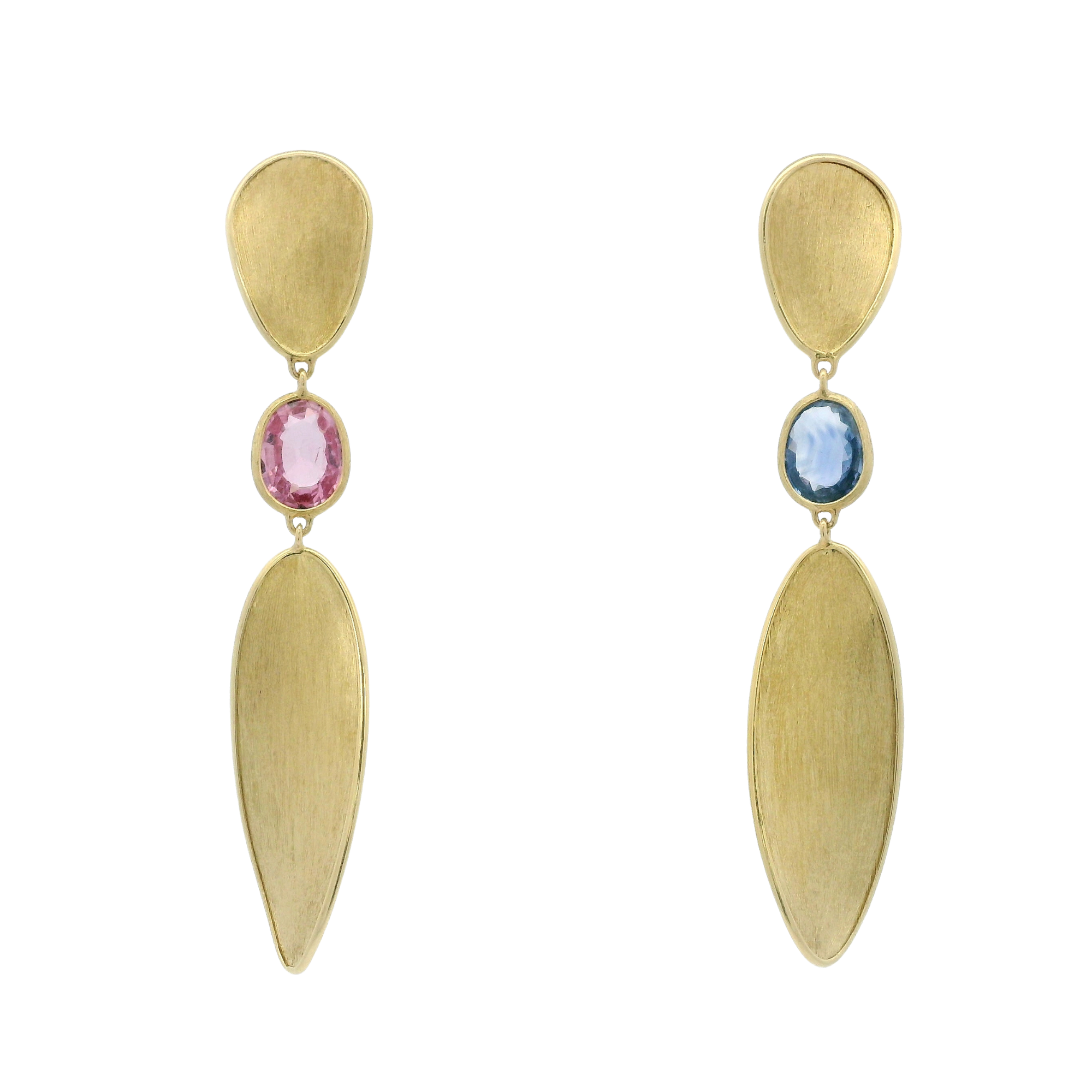 Marco Bicego Multi Sapphire Unico Drop Earrings in 18K Yellow Gold