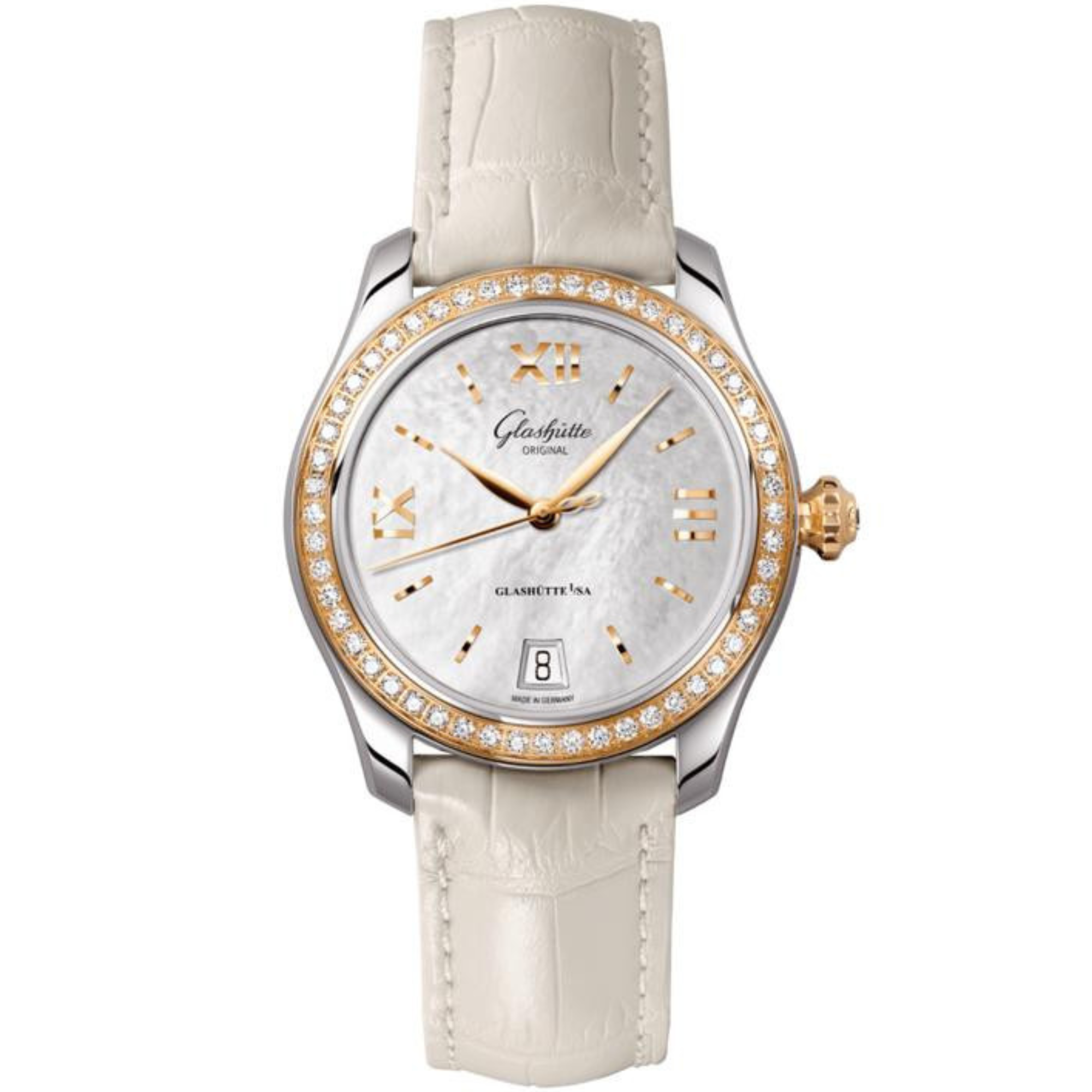 Glashutte Original Lady Serenade Watch with White Alligator Leather Strap