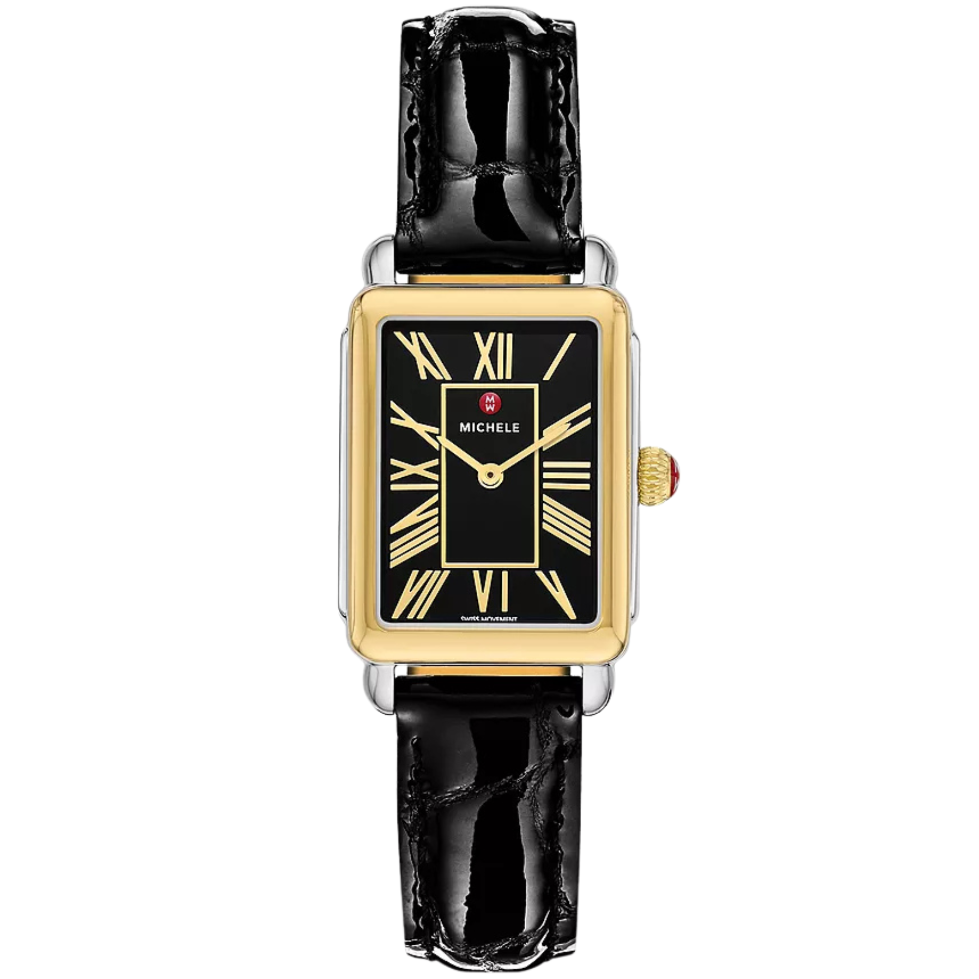 Michele Deco Park Black Leather Watch, 29MM