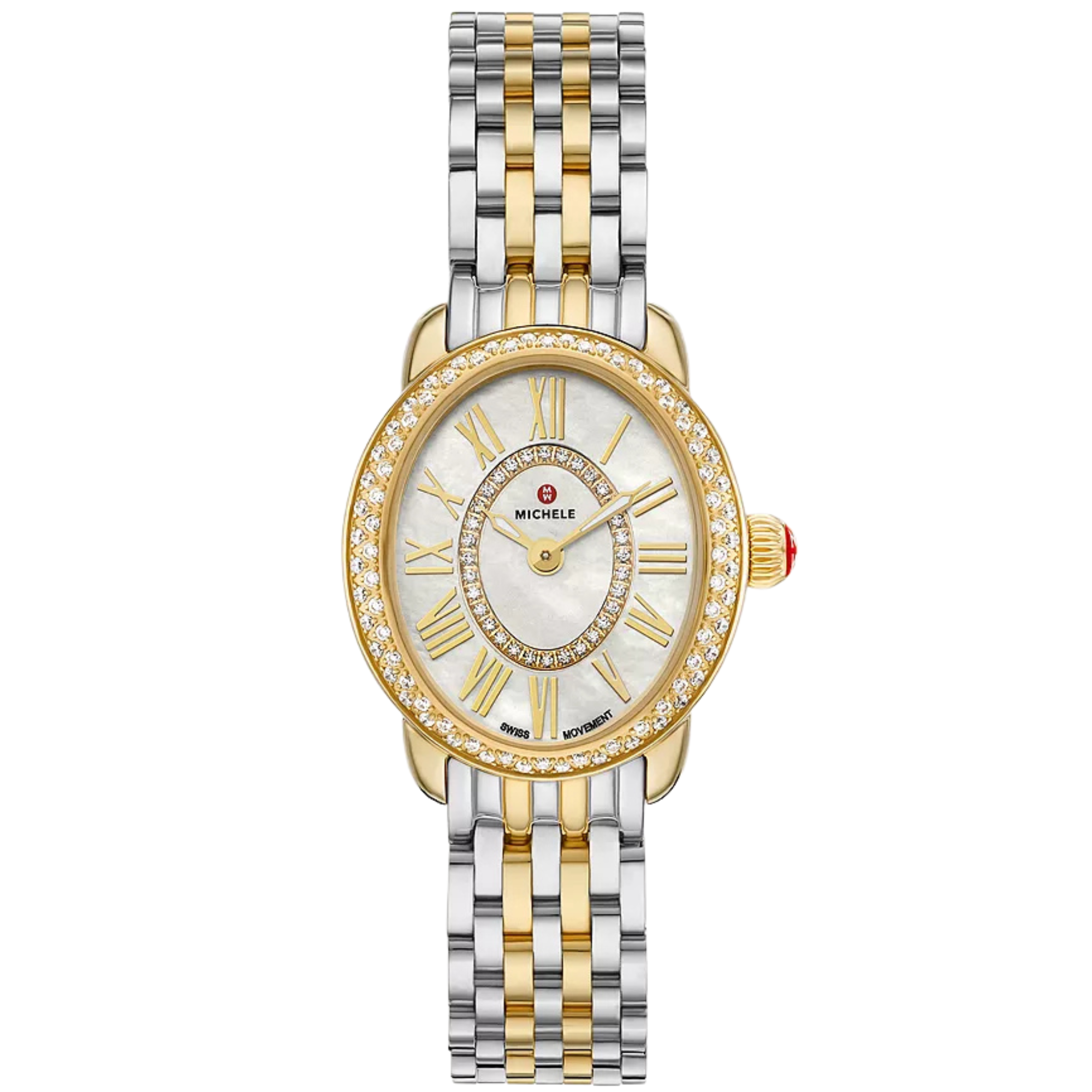 Michele Serein Oval Two-Tone 18K Gold-Plated Diamond Watch, 27MM