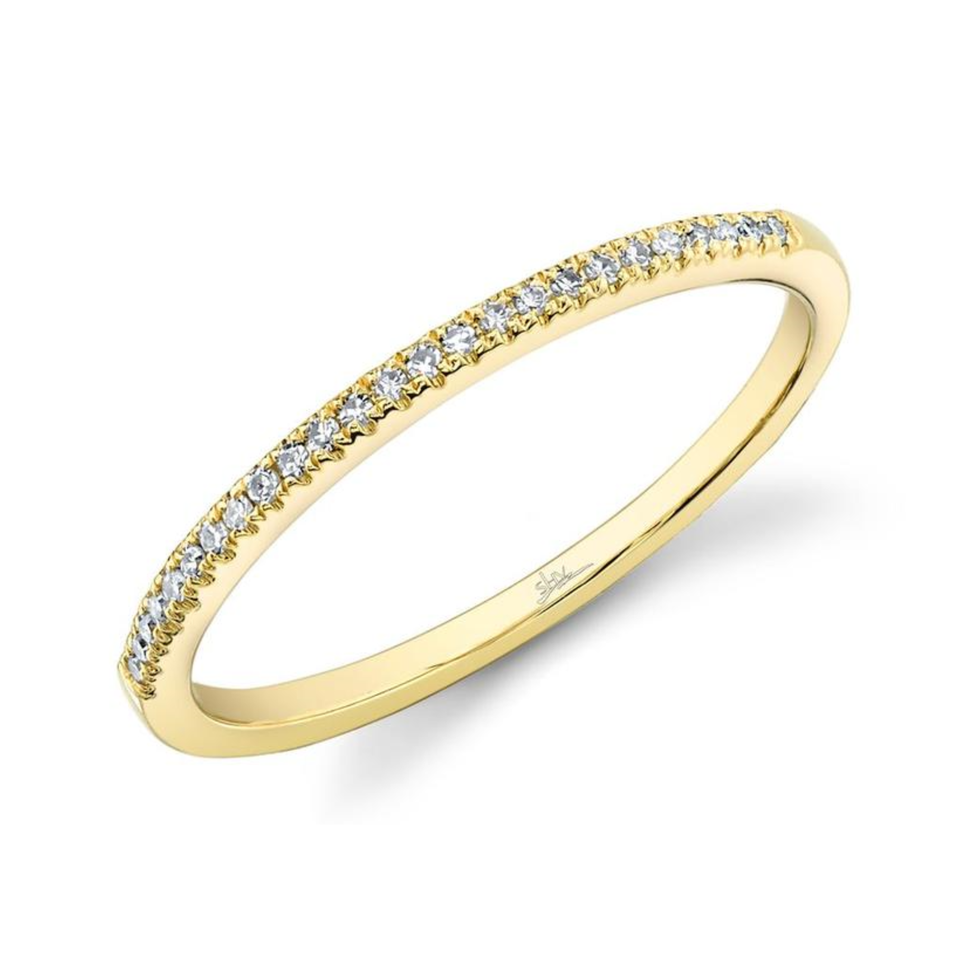 Halfway Single Cut 0.08CT Diamond Band in 14K Yellow Gold, Size 6