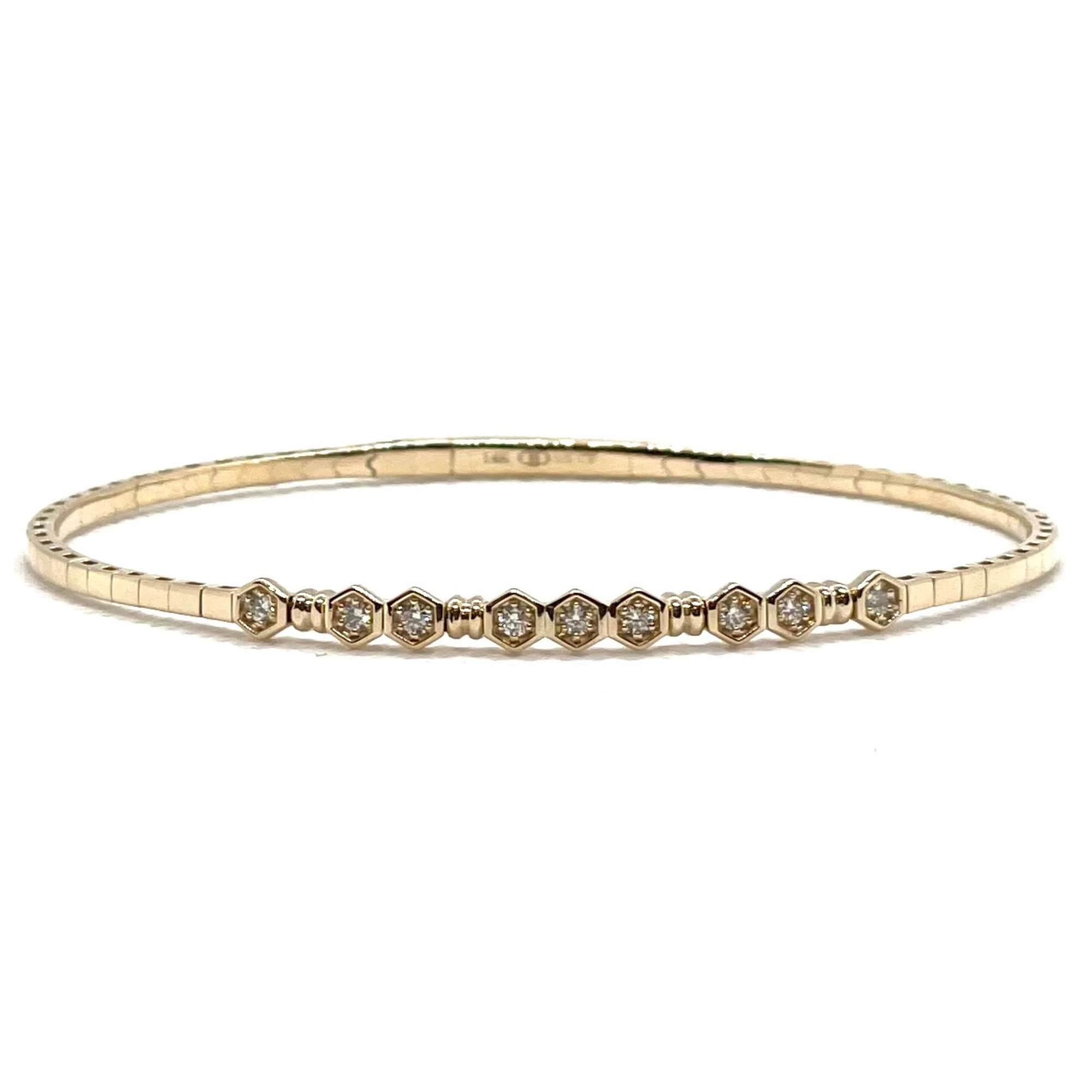 Hexagon Station Diamond Flex Bracelet in 14K Yellow Gold