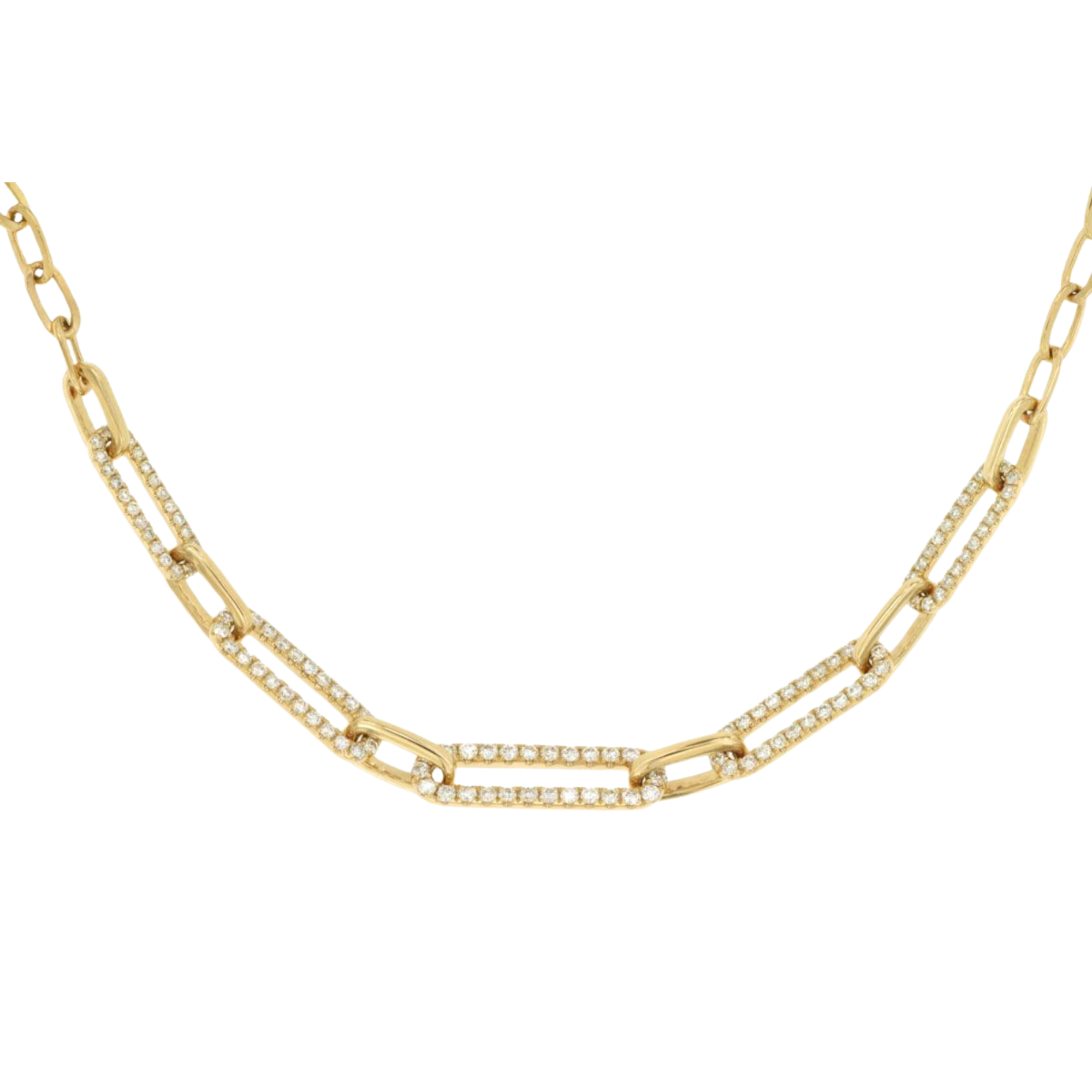 Diamond Paperclip Chain Necklace in 14K Yellow Gold