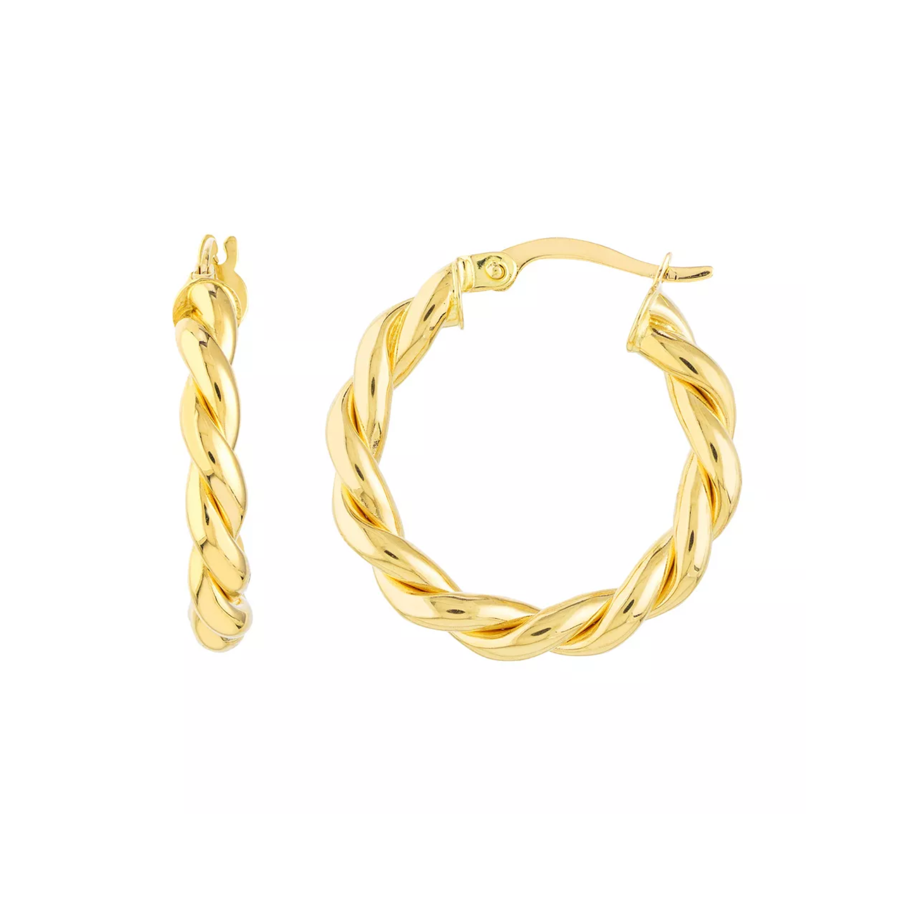 15MM Twist Hoop Earrings in 14K Yellow Gold