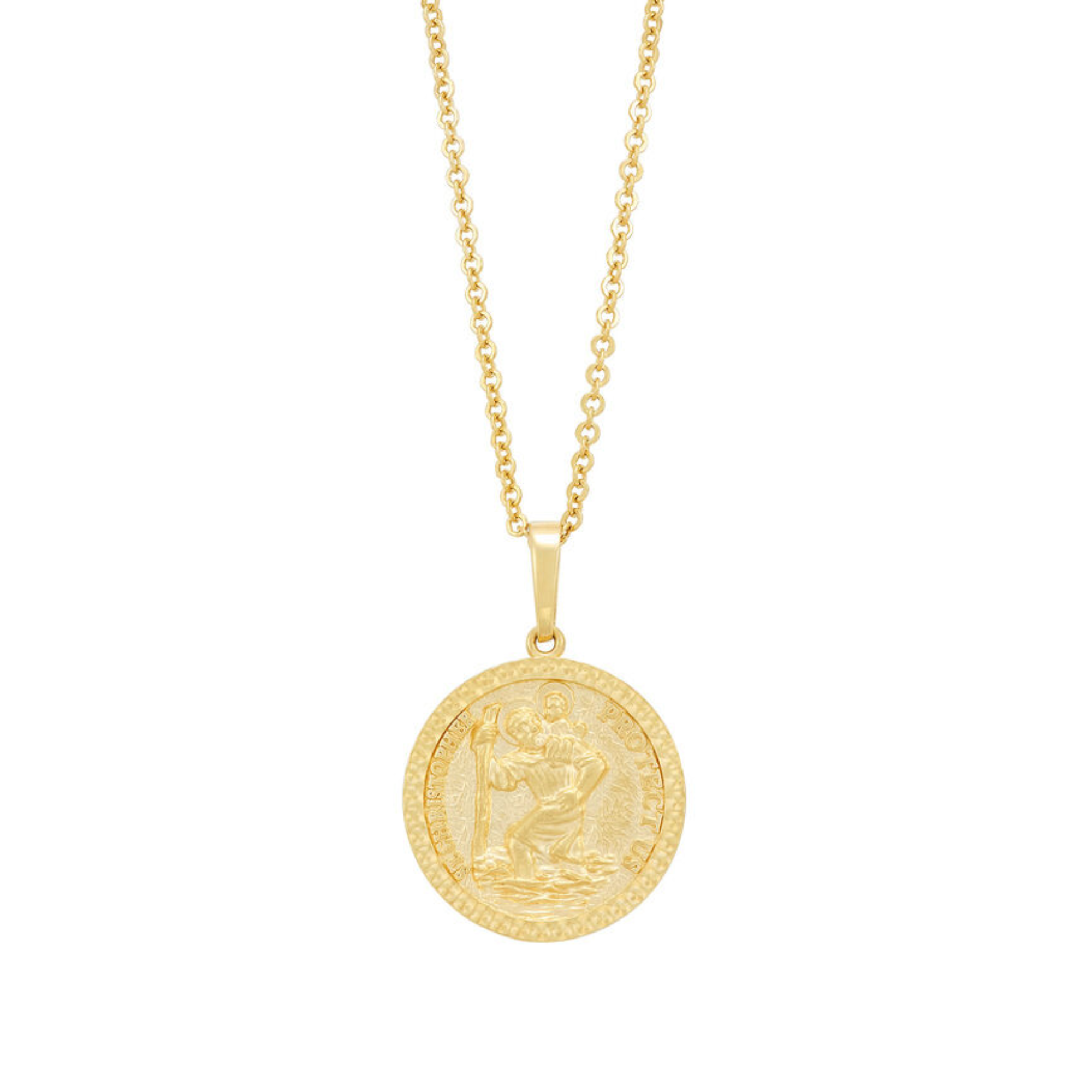 Christopher Medallion Pendant Necklace in 14K Yellow Gold