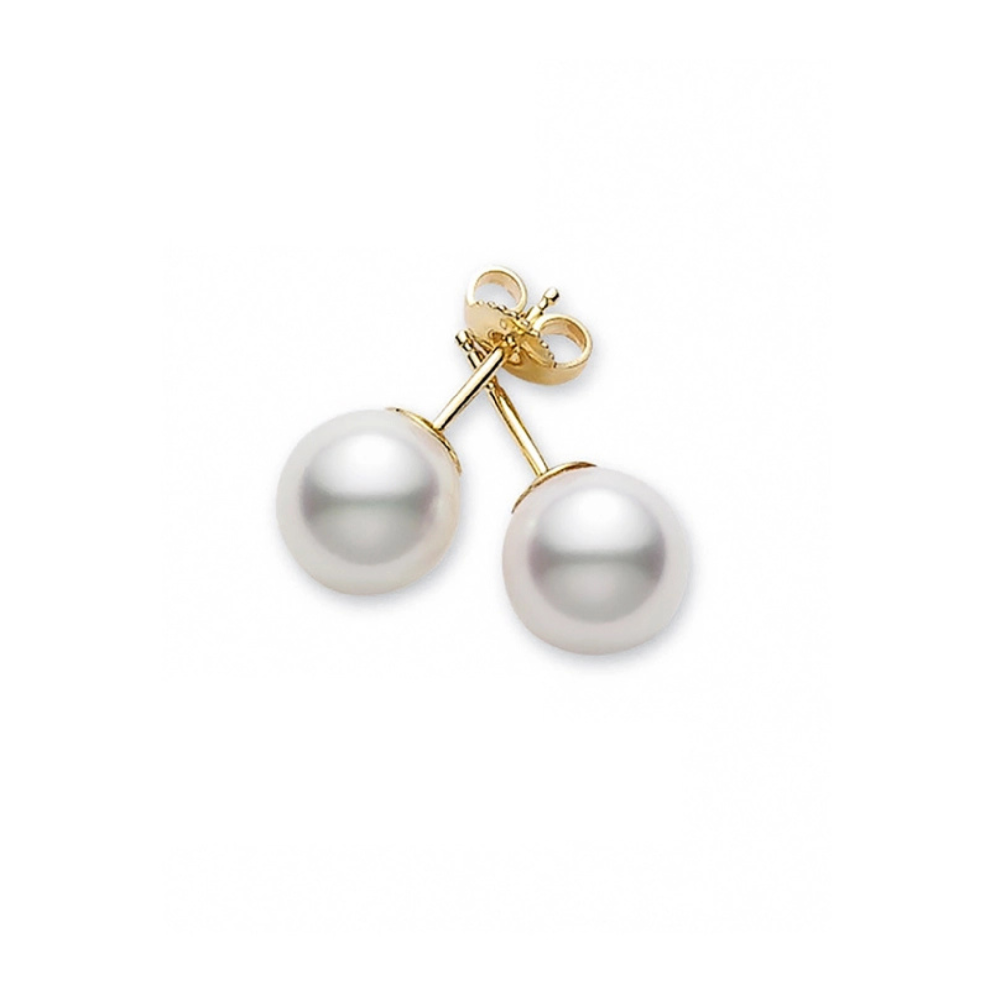 Mikimoto AA Akoya Cultured Pearl Stud Earrings in 18K Yellow Gold, 7.5-8MM