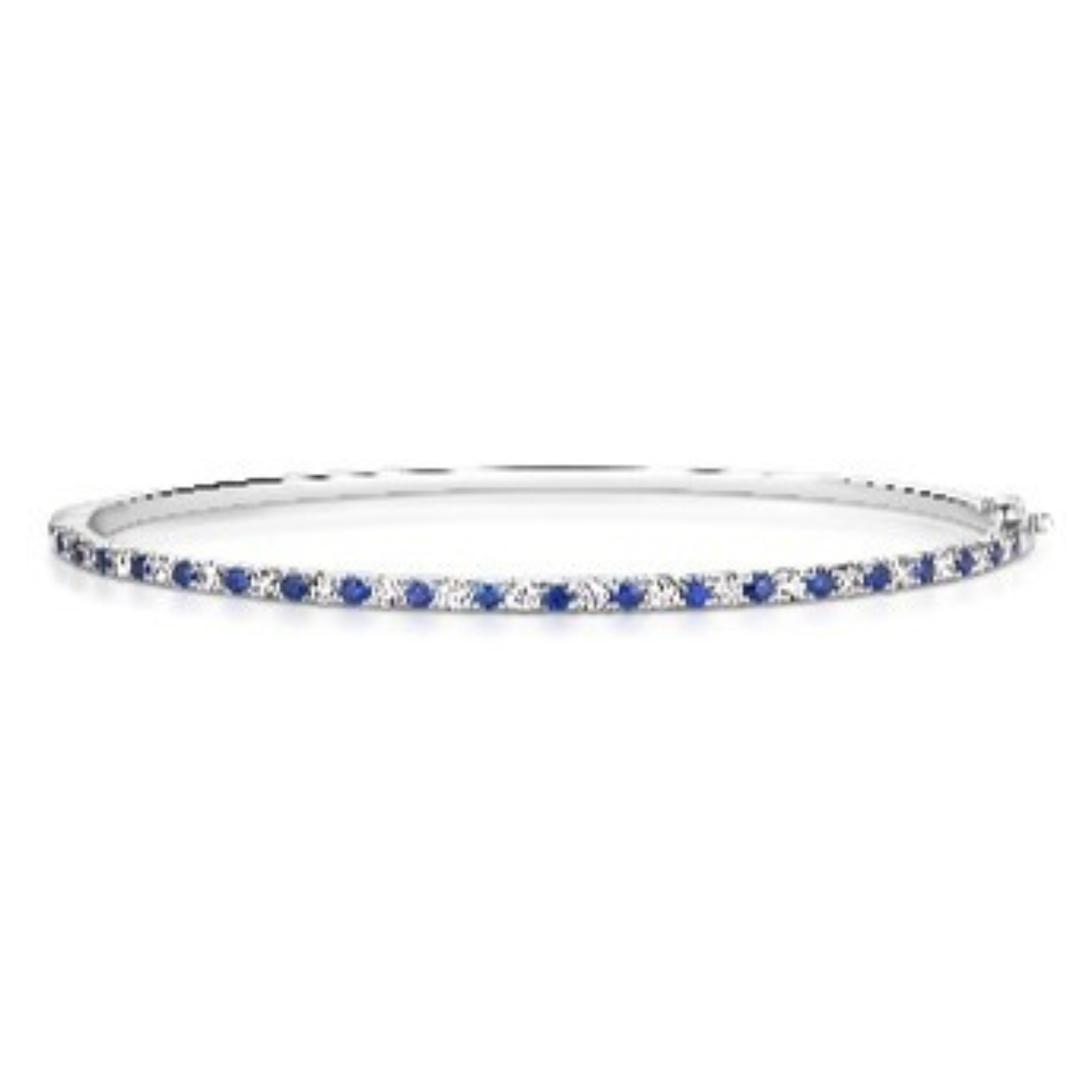 Alternating Sapphire Diamond Bangle in 14K White Gold