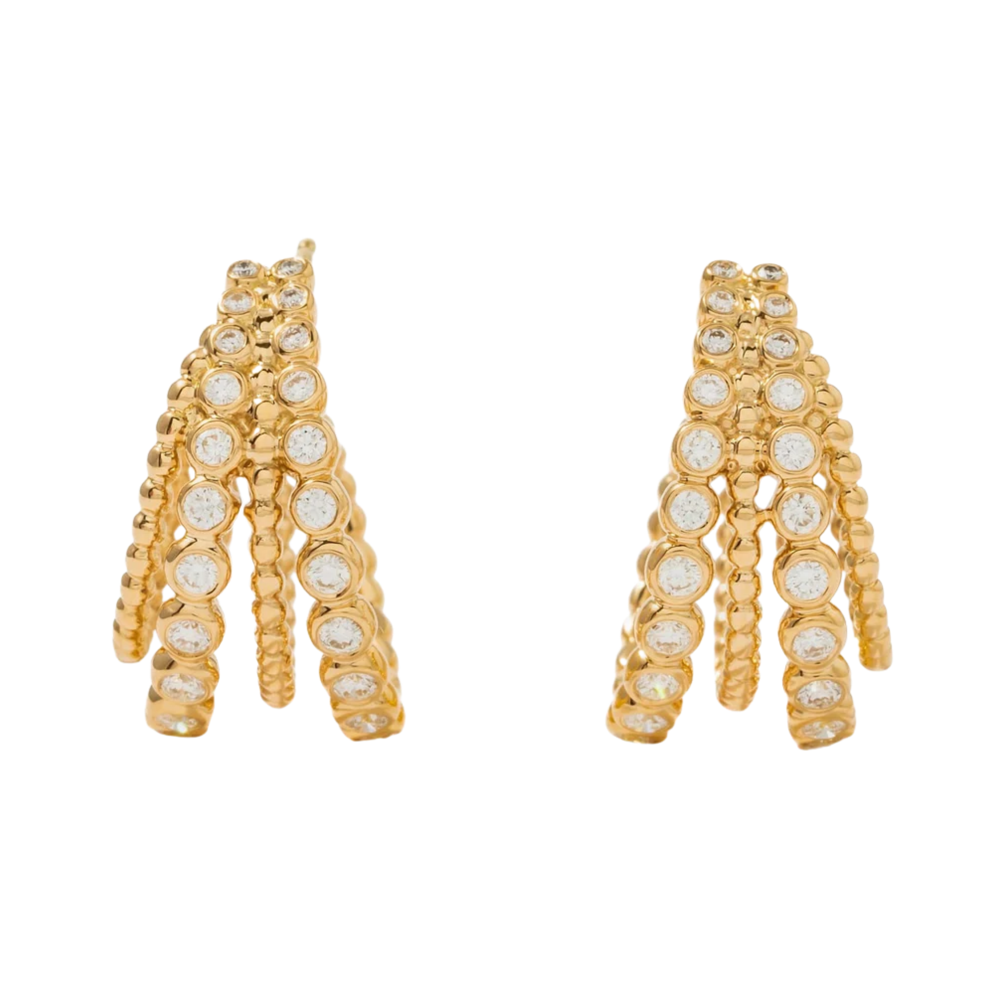 Gumuchian Nutmeg 4 Row Hoop Earrings in 18K Yellow Gold